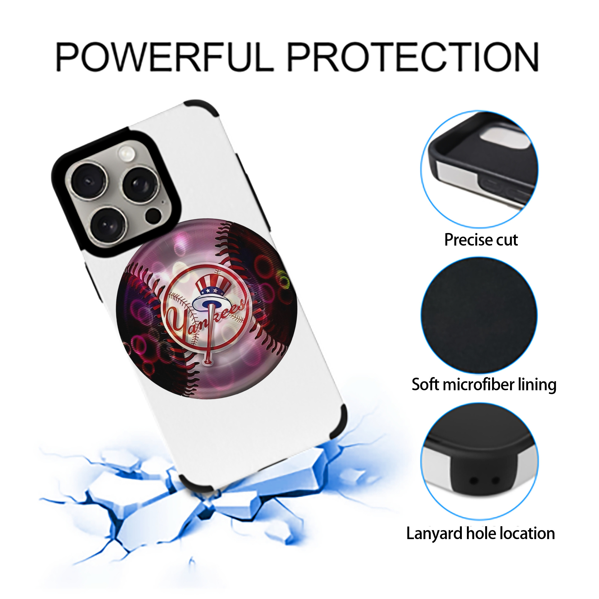 New York Yankees Colorful Logo IPhone 15 Pro Max PU Leather Case – Soft Lining, 360° Protection – Precise Fit, 3D Buttons, Easy Charging – Anti-Yellowing, Easy To Clean