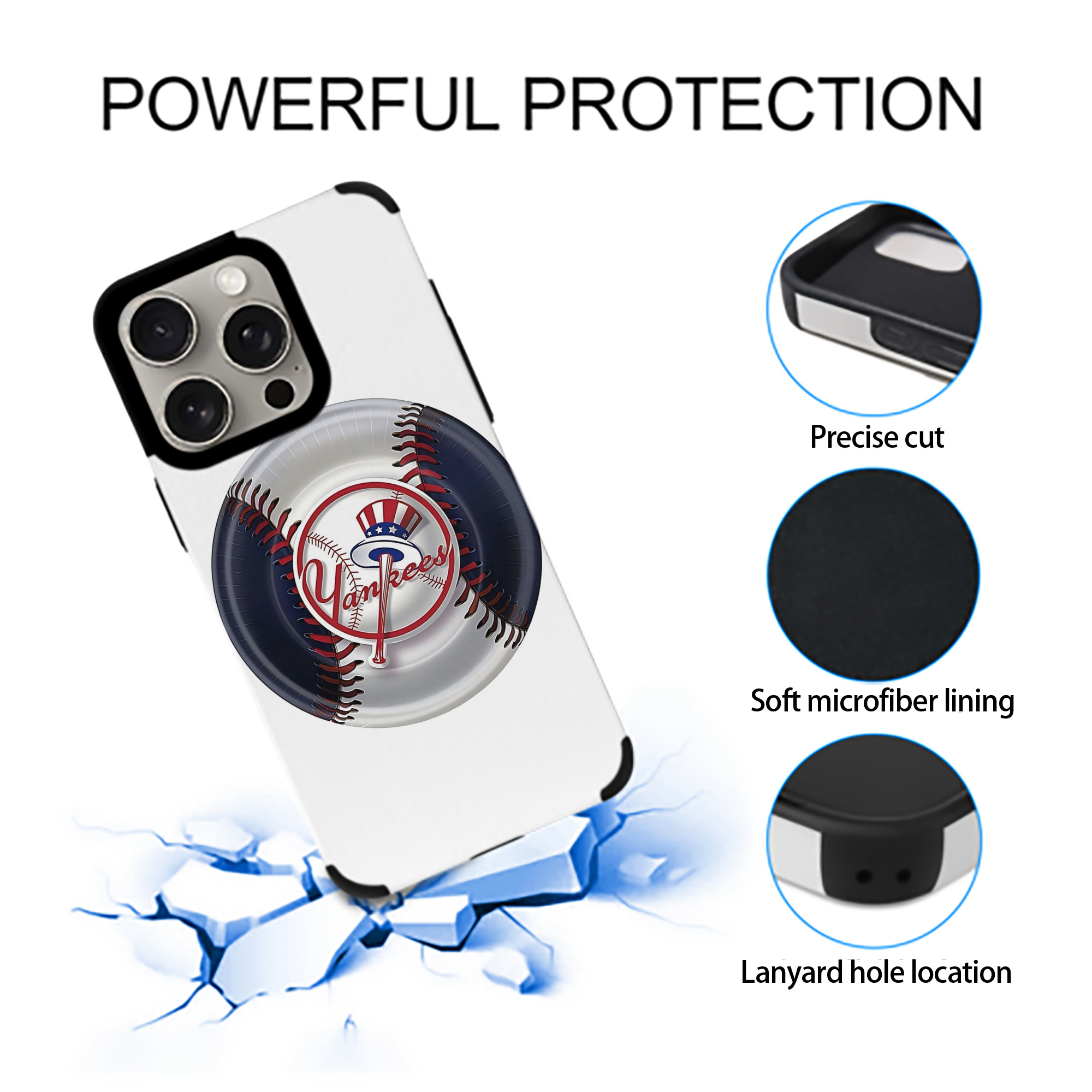 New York Yankees 81 IPhone 15 Pro Max PU Leather Case – Soft Lining, 360° Protection – Precise Fit, 3D Buttons, Easy Charging – Anti-Yellowing, Easy To Clean