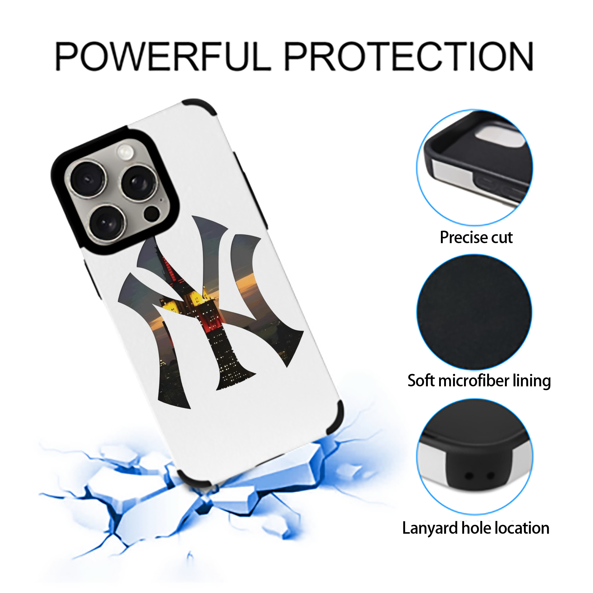 New York Yankees Logo New York Background IPhone 15 Pro Max PU Leather Case – Soft Lining, 360° Protection – Precise Fit, 3D Buttons, Easy Charging – Anti-Yellowing, Easy To Clean