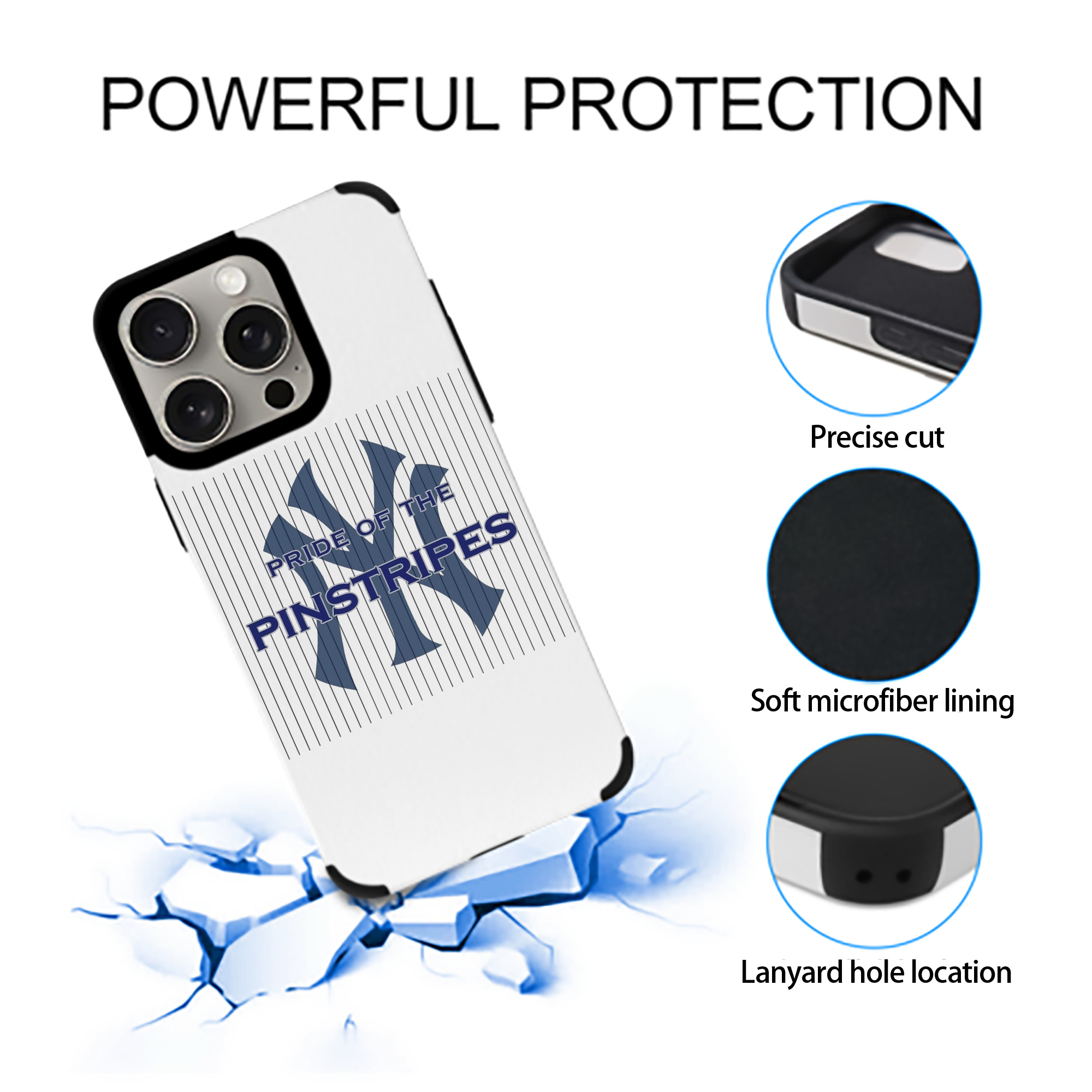 New York Yankees Pride of The Pinstripes IPhone 15 Pro Max PU Leather Case – Soft Lining, 360° Protection – Precise Fit, 3D Buttons, Easy Charging – Anti-Yellowing, Easy To Clean