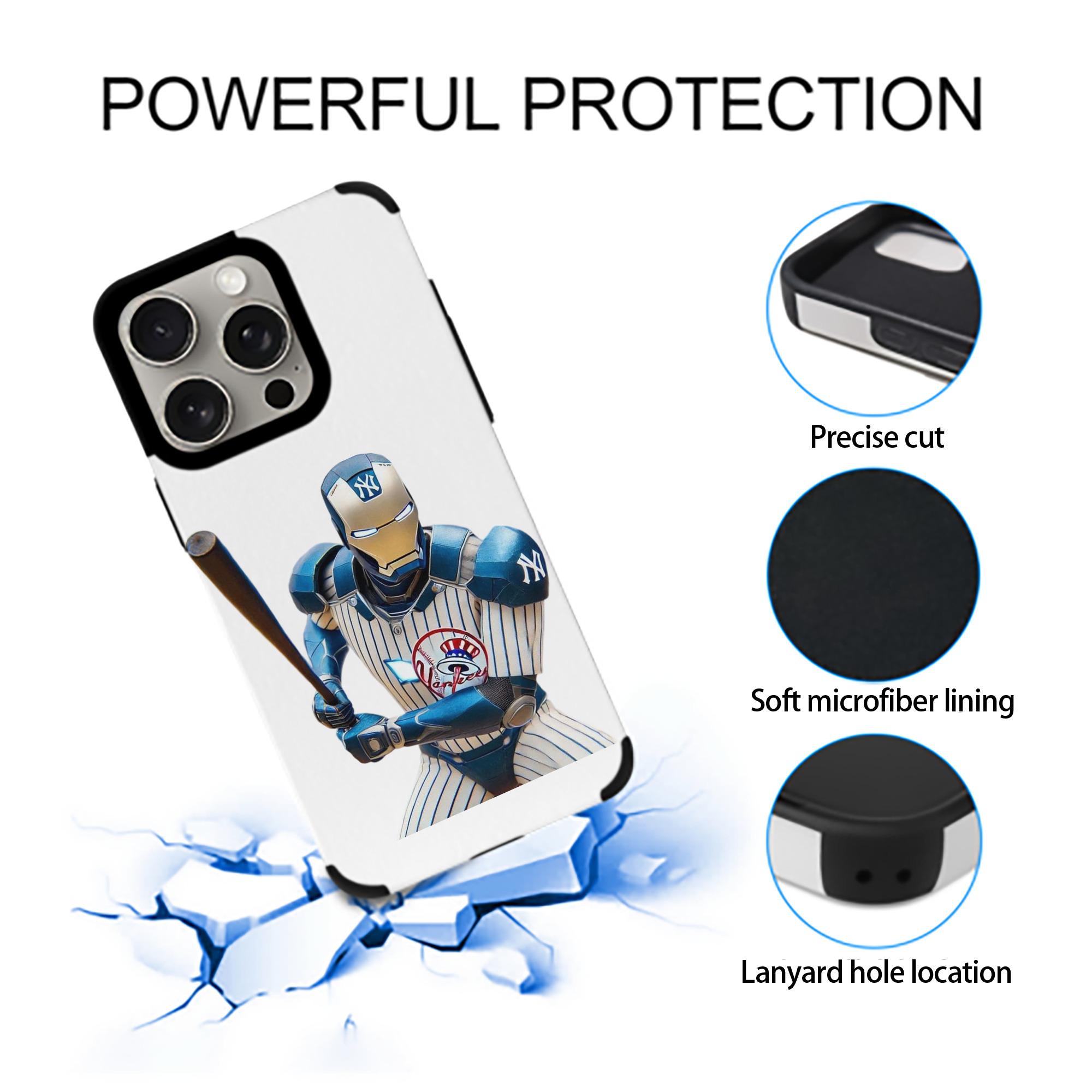 New York Yankees 283 IPhone 15 Pro Max PU Leather Case – Soft Lining, 360° Protection – Precise Fit, 3D Buttons, Easy Charging – Anti-Yellowing, Easy To Clean