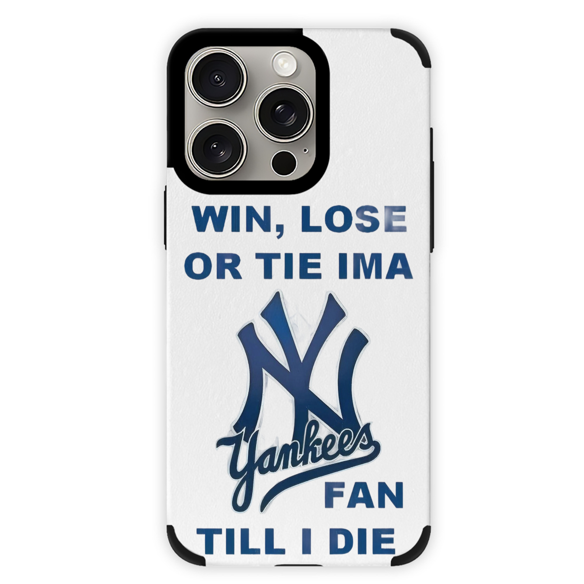 New York Yankees Win,Lose or Tie IMA Fan Till I Die IPhone 15 Pro Max PU Leather Case – Soft Lining, 360° Protection – Precise Fit, 3D Buttons, Easy Charging – Anti-Yellowing, Easy To Clean