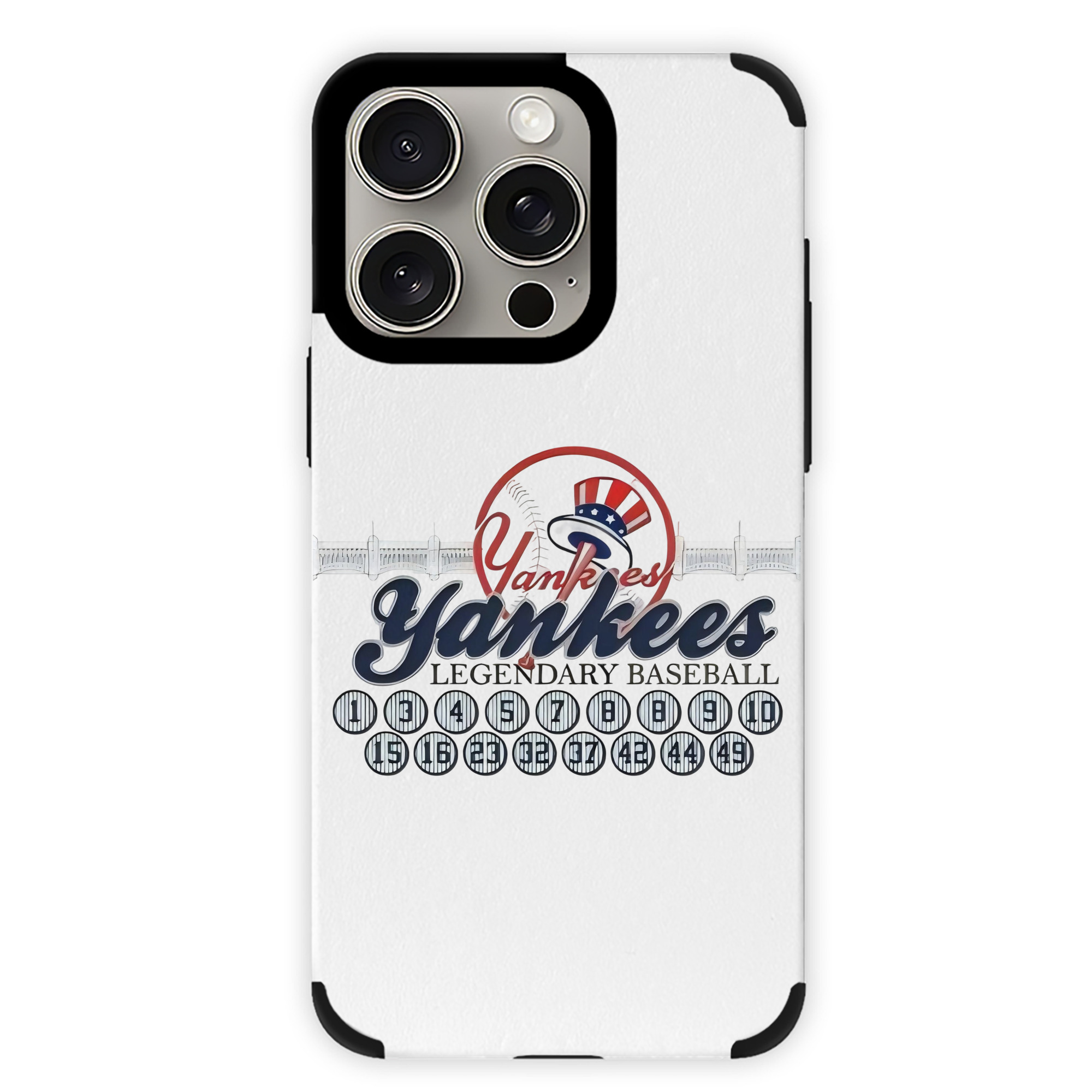 New York Yankees Legendary Baseball IPhone 15 Pro Max PU Leather Case – Soft Lining, 360° Protection – Precise Fit, 3D Buttons, Easy Charging – Anti-Yellowing, Easy To Clean
