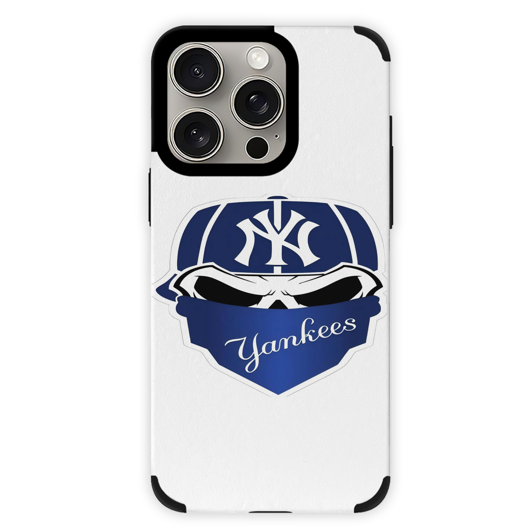 New York Yankees Skull IPhone 15 Pro Max PU Leather Case – Soft Lining, 360° Protection – Precise Fit, 3D Buttons, Easy Charging – Anti-Yellowing, Easy To Clean