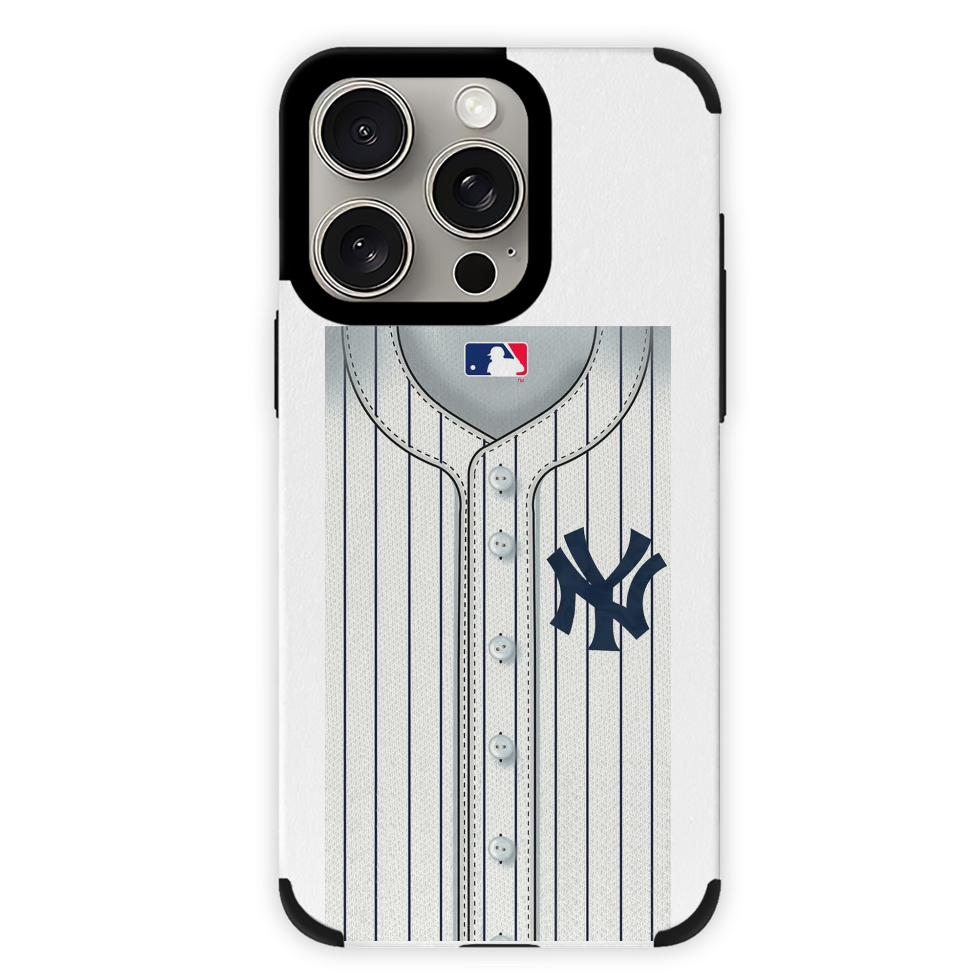 New York Yankees Pinstripe Jersey Background IPhone 15 Pro Max PU Leather Case – Soft Lining, 360° Protection – Precise Fit, 3D Buttons, Easy Charging – Anti-Yellowing, Easy To Clean