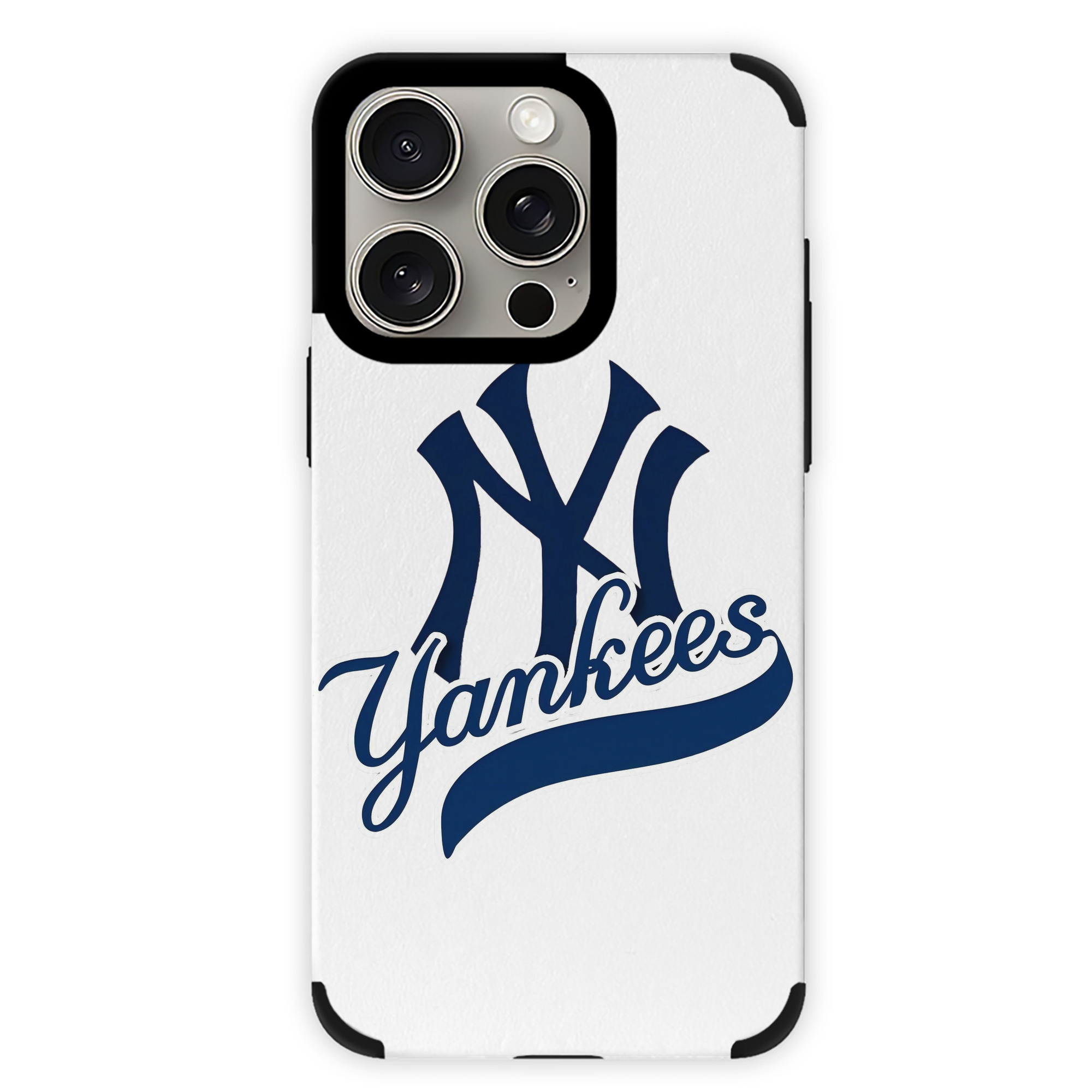 New York Yankees Blue Logo IPhone 15 Pro Max PU Leather Case – Soft Lining, 360° Protection – Precise Fit, 3D Buttons, Easy Charging – Anti-Yellowing, Easy To Clean