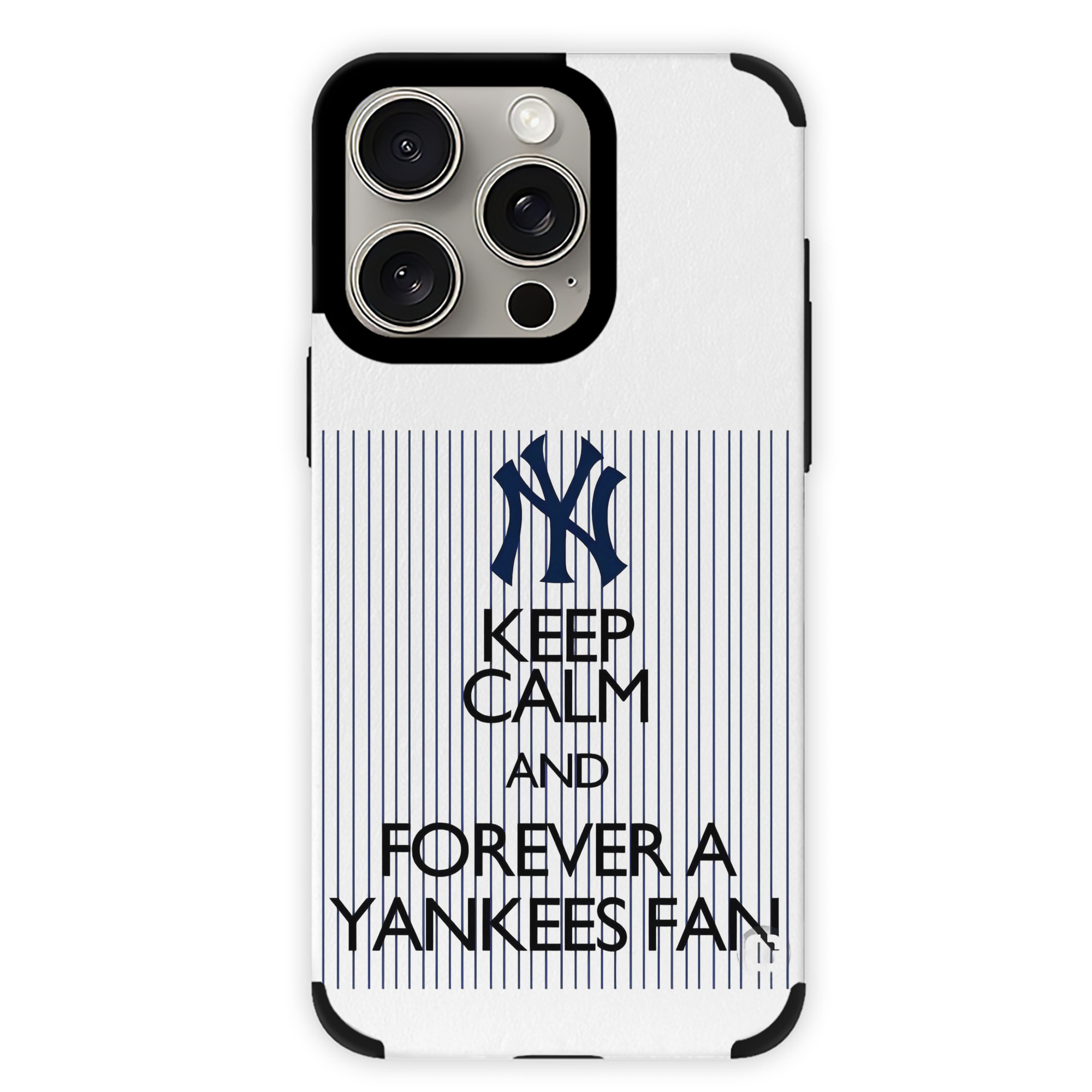 New York Yankees Keep Calm and Forever A Yankees Fan IPhone 15 Pro Max PU Leather Case – Soft Lining, 360° Protection – Precise Fit, 3D Buttons, Easy Charging – Anti-Yellowing, Easy To Clean