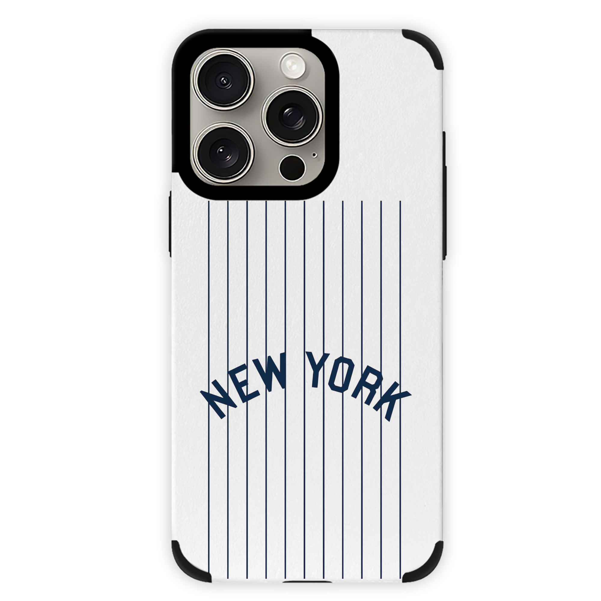 New York Yankees Pinstripe New York IPhone 15 Pro Max PU Leather Case – Soft Lining, 360° Protection – Precise Fit, 3D Buttons, Easy Charging – Anti-Yellowing, Easy To Clean