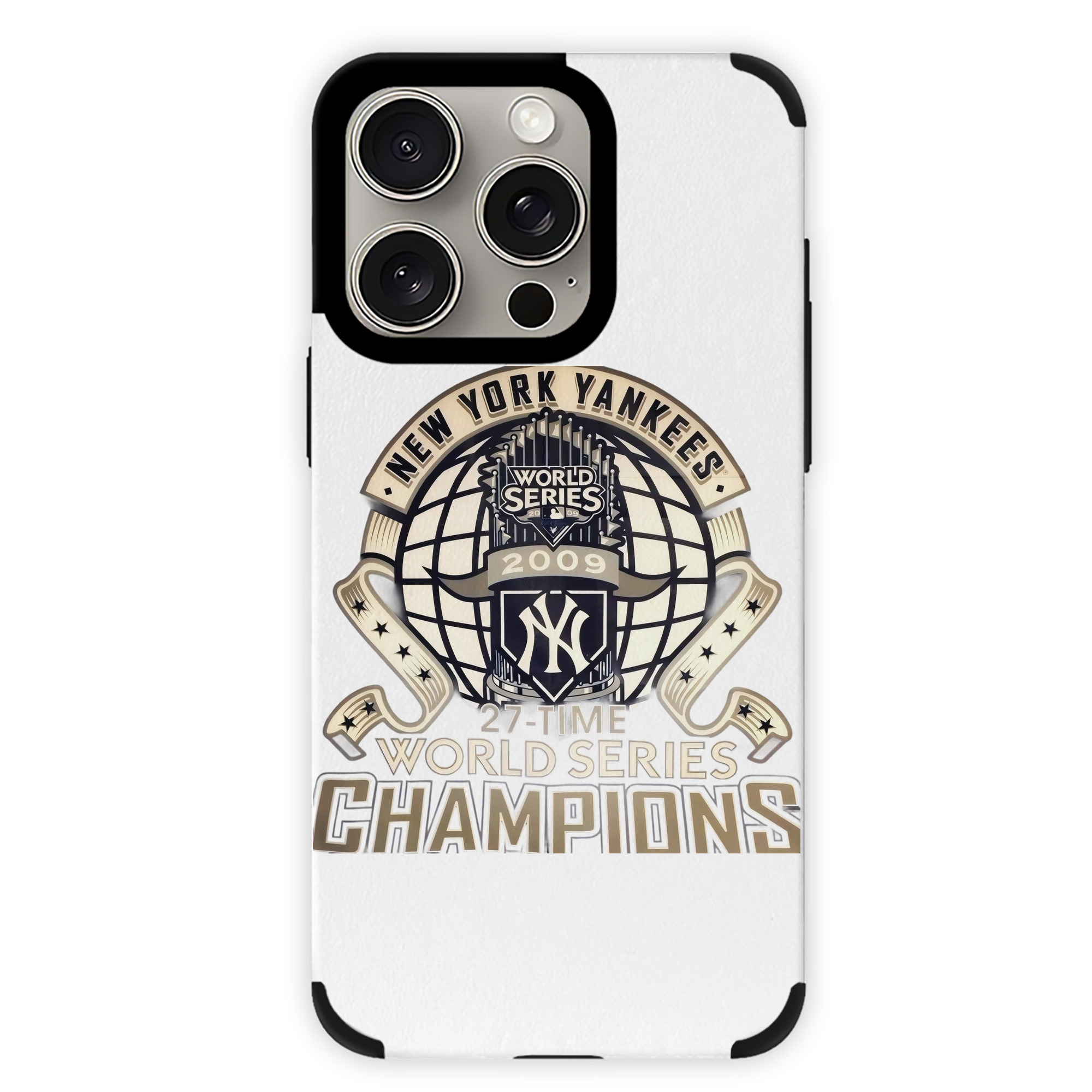 New York Yankees 2009 27th WS Champions Golden IPhone 15 Pro Max PU Leather Case – Soft Lining, 360° Protection – Precise Fit, 3D Buttons, Easy Charging – Anti-Yellowing, Easy To Clean
