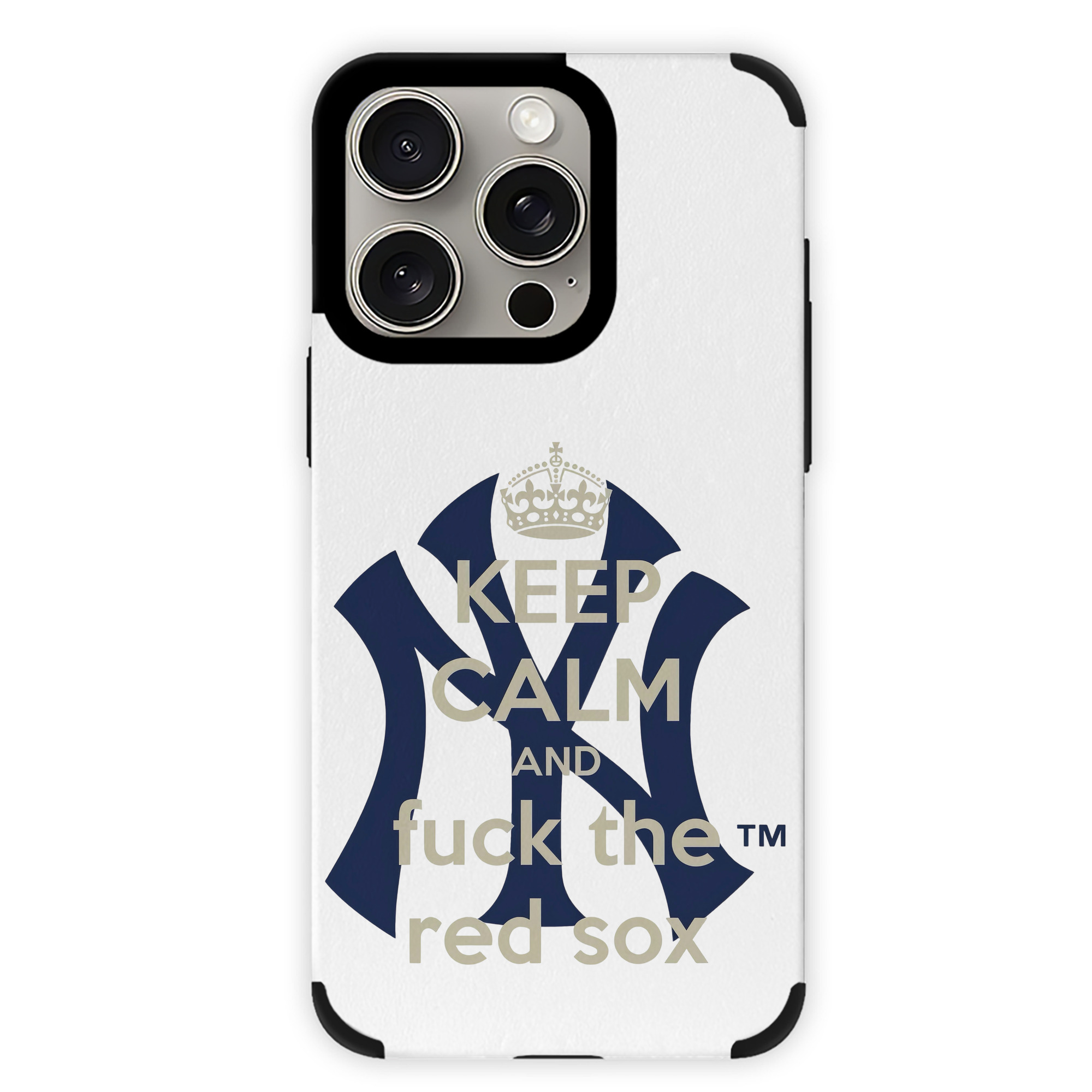 New York Yankees Keep Calm and Fuck The Red Sox IPhone 15 Pro Max PU Leather Case – Soft Lining, 360° Protection – Precise Fit, 3D Buttons, Easy Charging – Anti-Yellowing, Easy To Clean