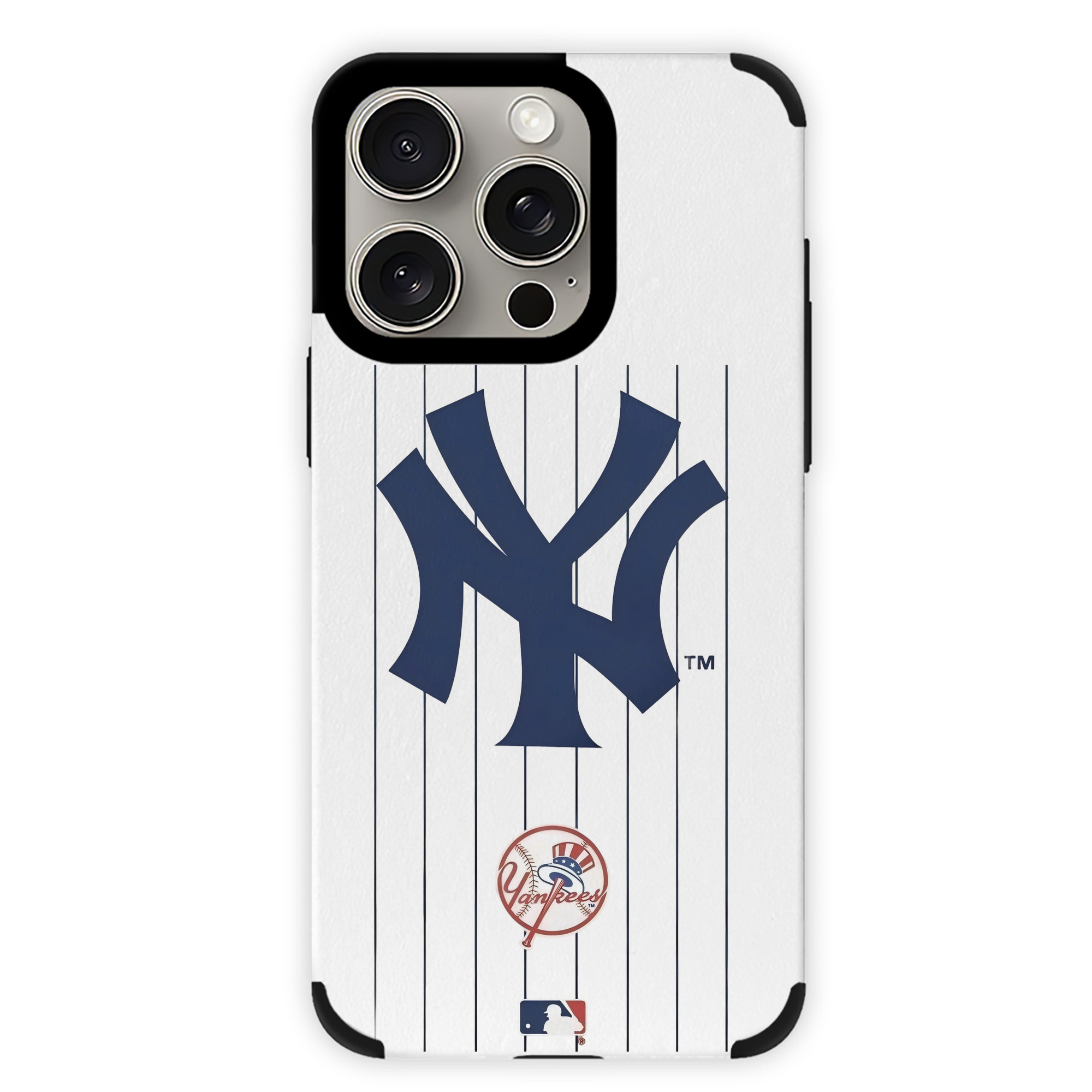 New York Yankees Pinstripe Logo IPhone 15 Pro Max PU Leather Case – Soft Lining, 360° Protection – Precise Fit, 3D Buttons, Easy Charging – Anti-Yellowing, Easy To Clean