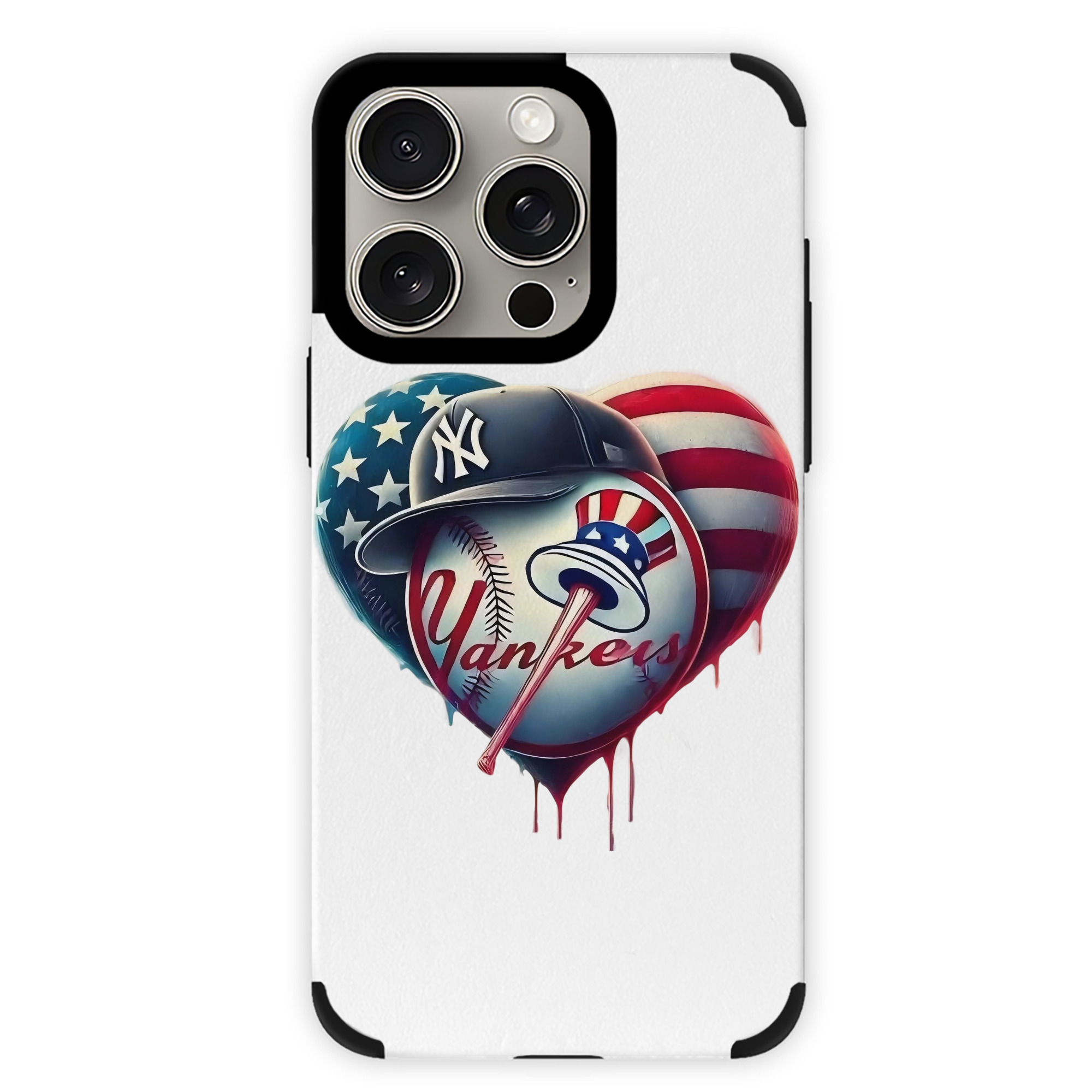New York Yankees Heart IPhone 15 Pro Max PU Leather Case – Soft Lining, 360° Protection – Precise Fit, 3D Buttons, Easy Charging – Anti-Yellowing, Easy To Clean