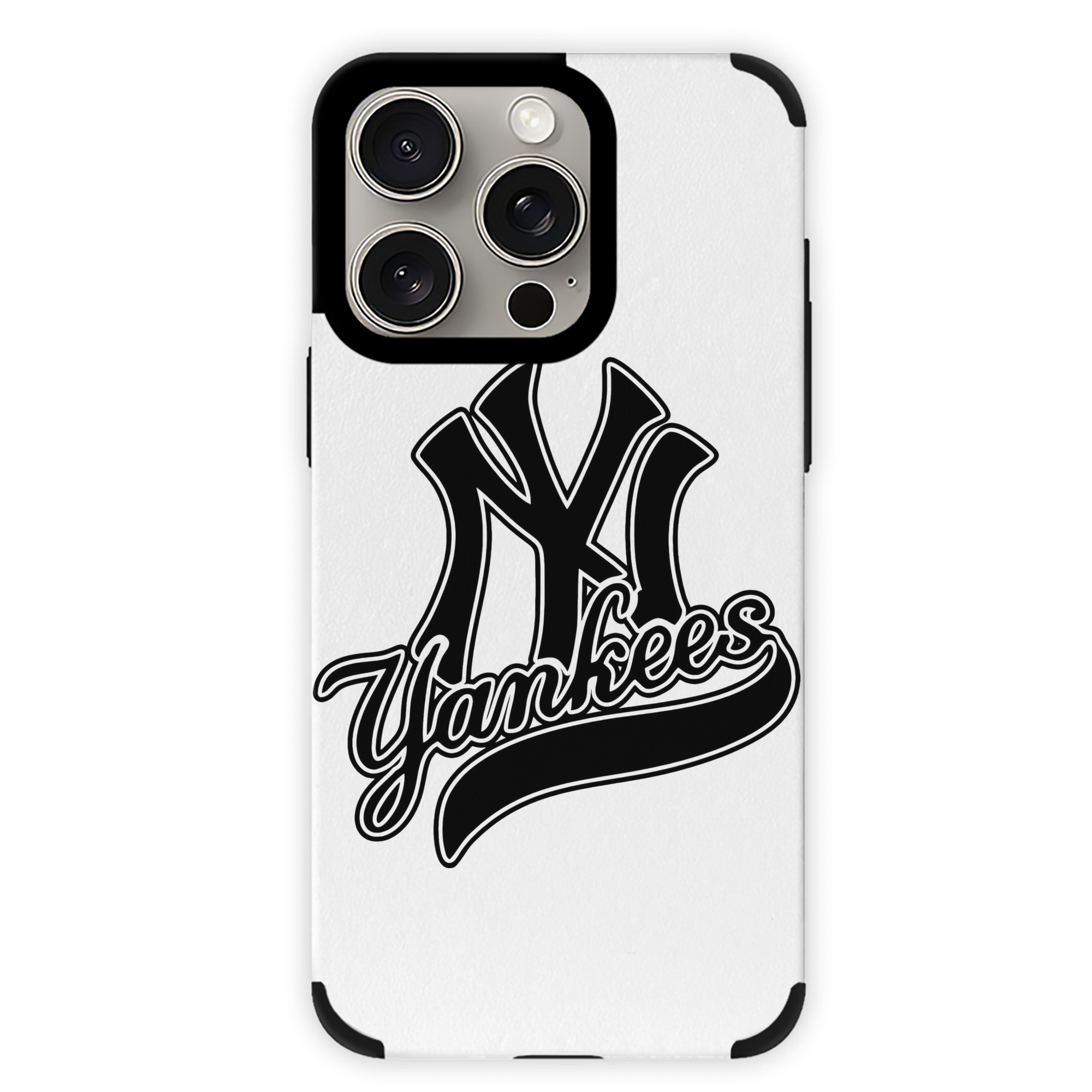 New York Yankees Black Logo IPhone 15 Pro Max PU Leather Case – Soft Lining, 360° Protection – Precise Fit, 3D Buttons, Easy Charging – Anti-Yellowing, Easy To Clean