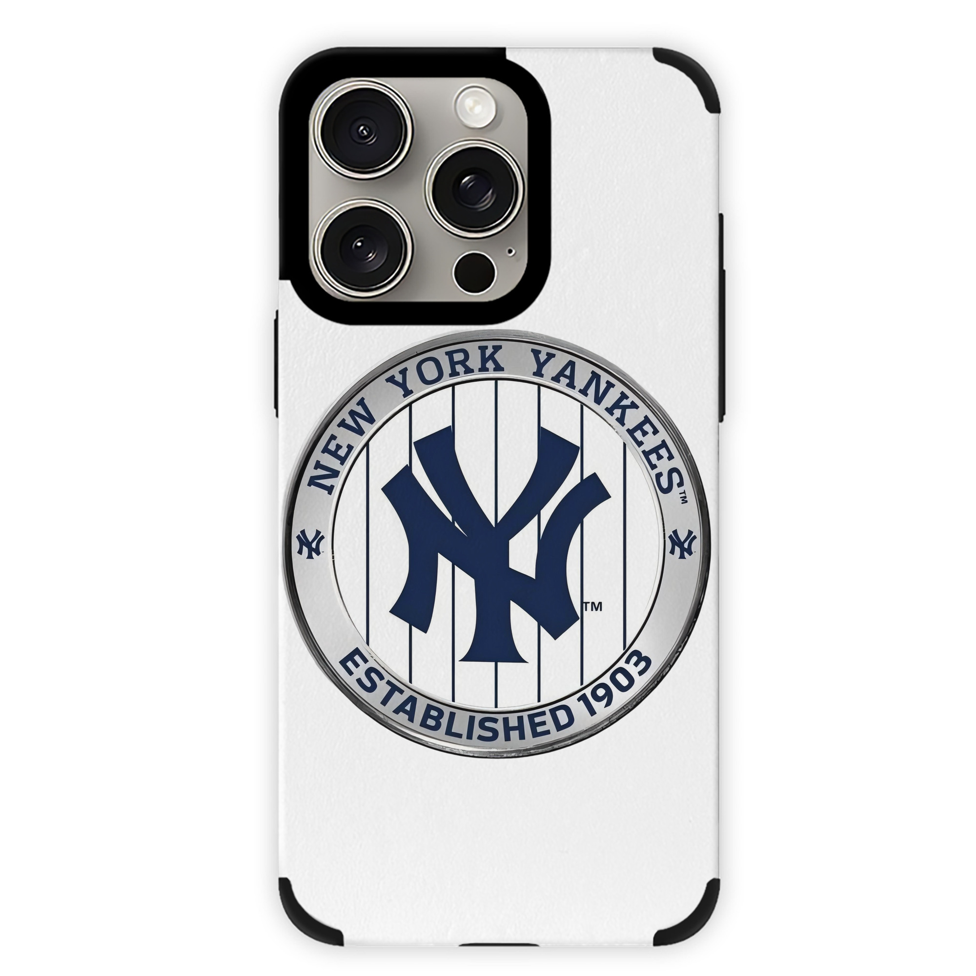 New York Yankees Established 1903 IPhone 15 Pro Max PU Leather Case – Soft Lining, 360° Protection – Precise Fit, 3D Buttons, Easy Charging – Anti-Yellowing, Easy To Clean