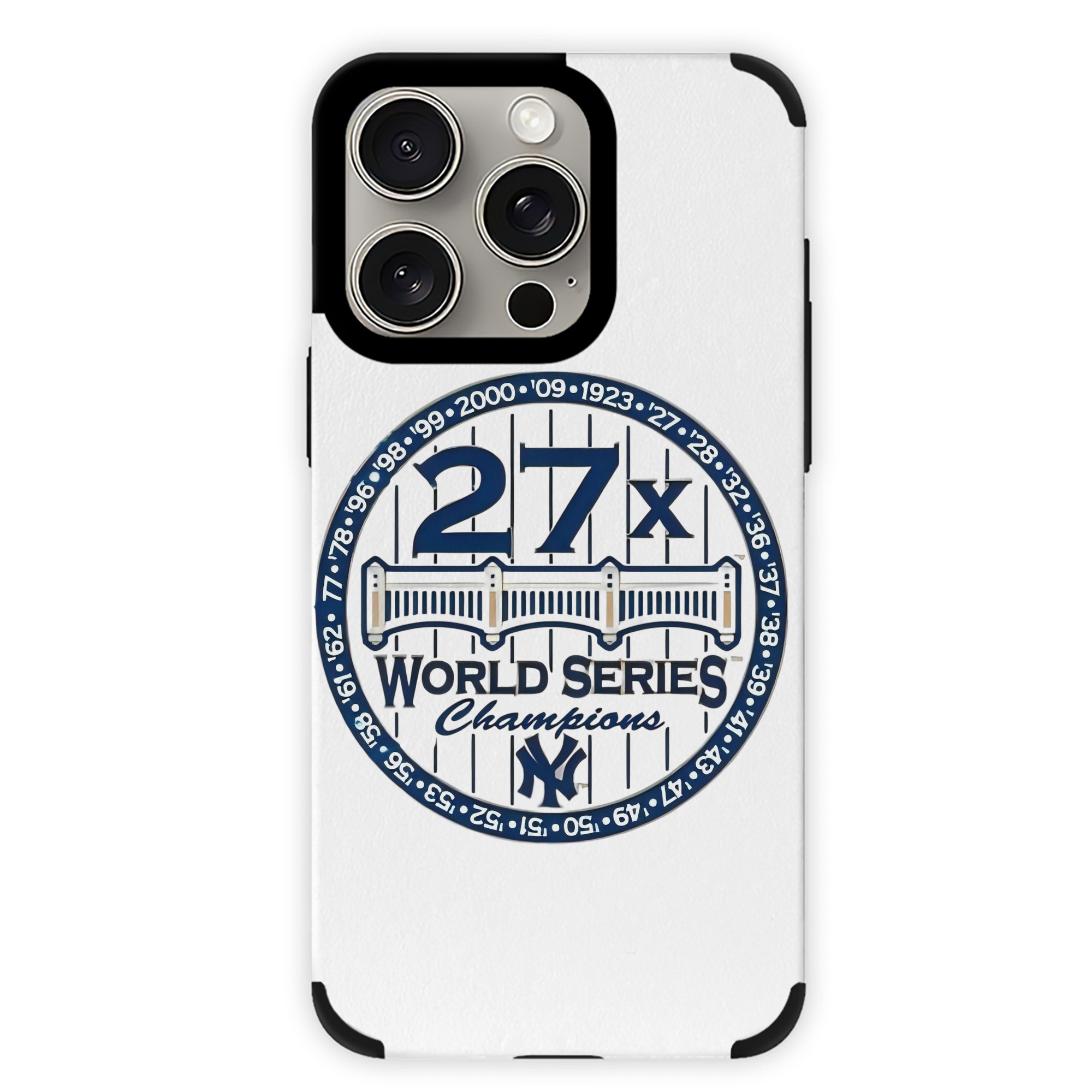 New York Yankees 27X WS Champions IPhone 15 Pro Max PU Leather Case – Soft Lining, 360° Protection – Precise Fit, 3D Buttons, Easy Charging – Anti-Yellowing, Easy To Clean