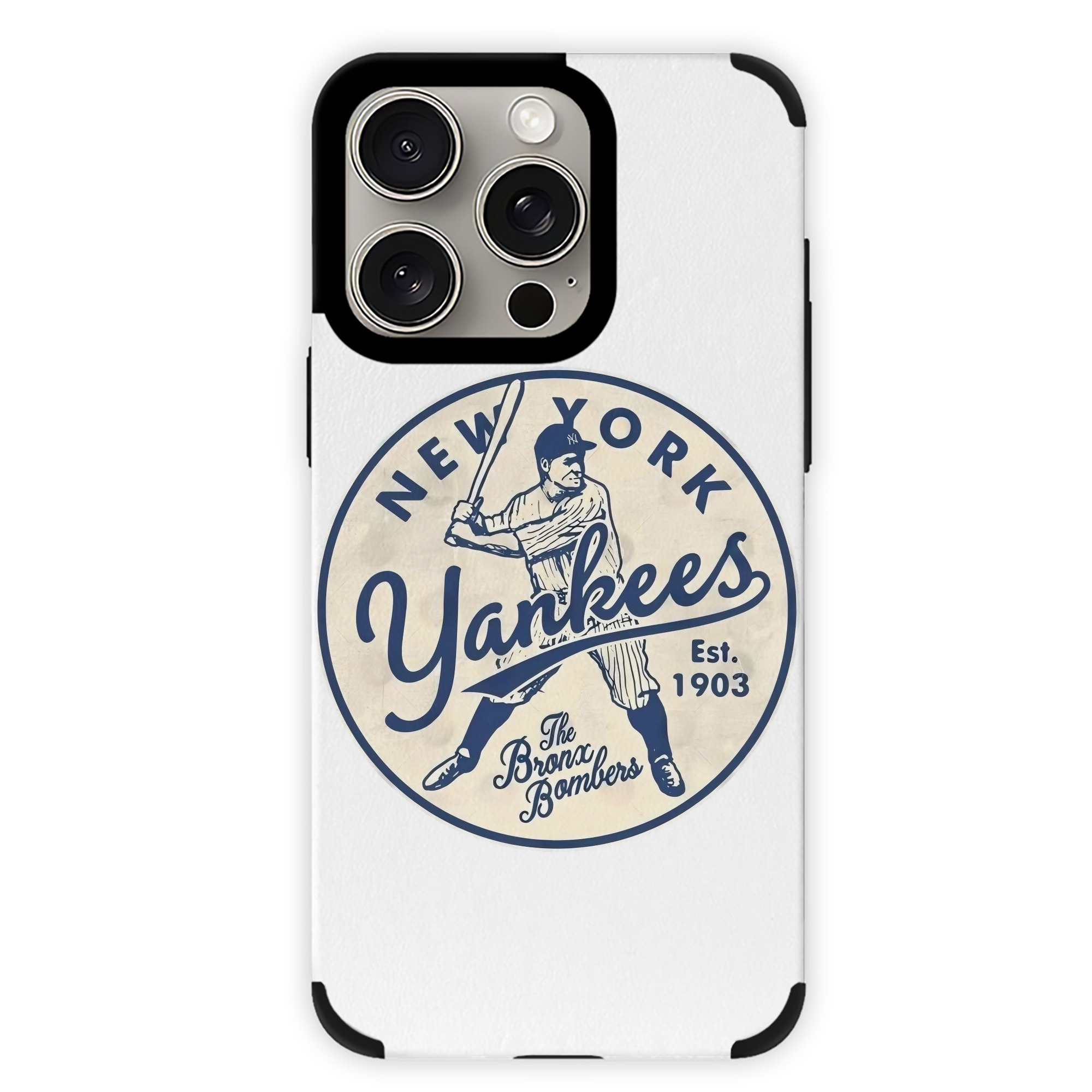 New York Yankees The Bronx Bombers Estd 1903 IPhone 15 Pro Max PU Leather Case – Soft Lining, 360° Protection – Precise Fit, 3D Buttons, Easy Charging – Anti-Yellowing, Easy To Clean