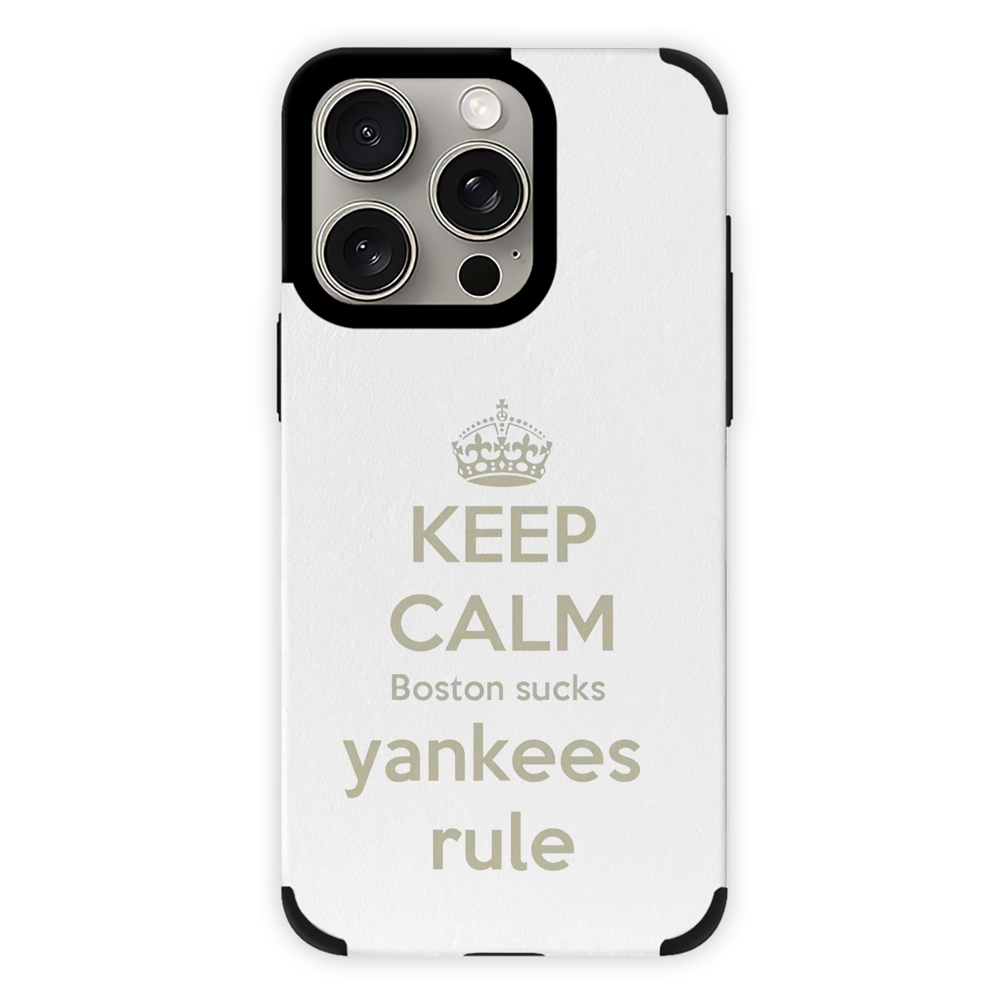 New York Yankees Keep Calm Yankees Rule Boston Sucks IPhone 15 Pro Max PU Leather Case – Soft Lining, 360° Protection – Precise Fit, 3D Buttons, Easy Charging – Anti-Yellowing, Easy To Clean