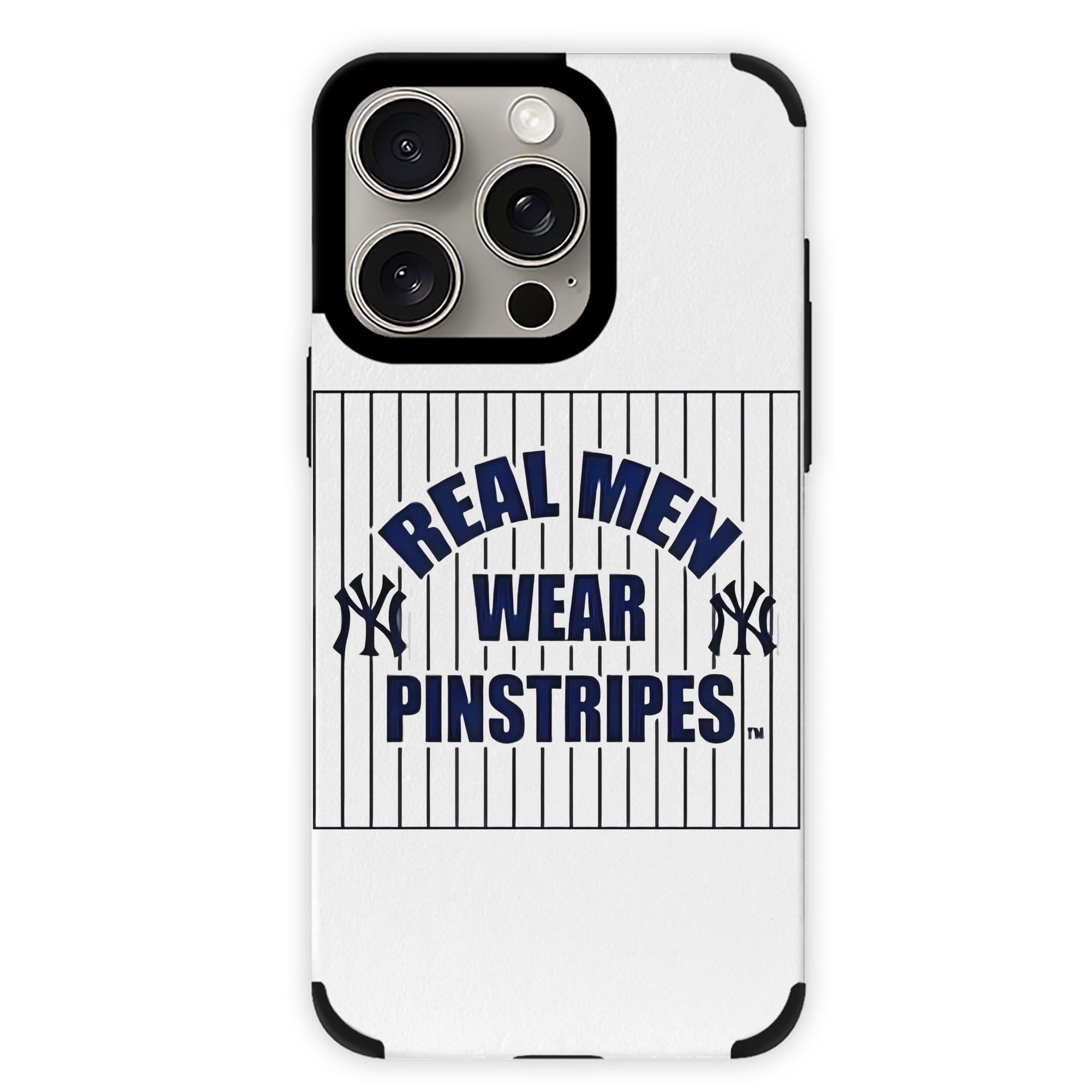 New York Yankees Real Men Wear Pinstripes IPhone 15 Pro Max PU Leather Case – Soft Lining, 360° Protection – Precise Fit, 3D Buttons, Easy Charging – Anti-Yellowing, Easy To Clean