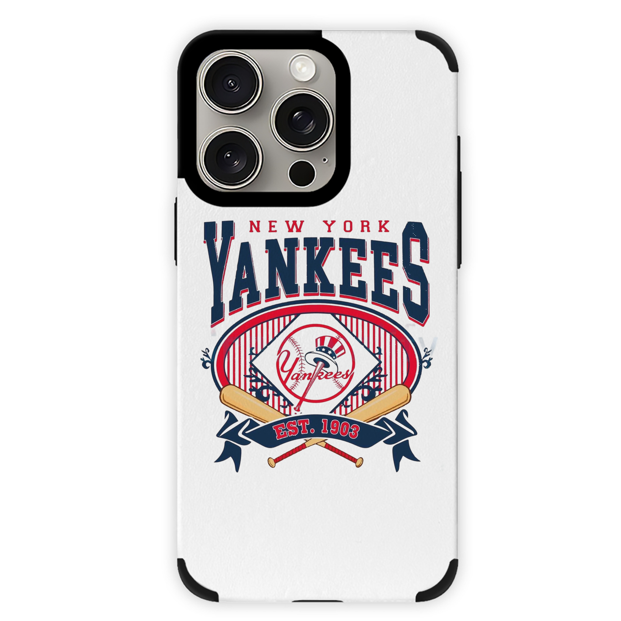 New York Yankees Vintage Est.1903 IPhone 15 Pro Max PU Leather Case – Soft Lining, 360° Protection – Precise Fit, 3D Buttons, Easy Charging – Anti-Yellowing, Easy To Clean