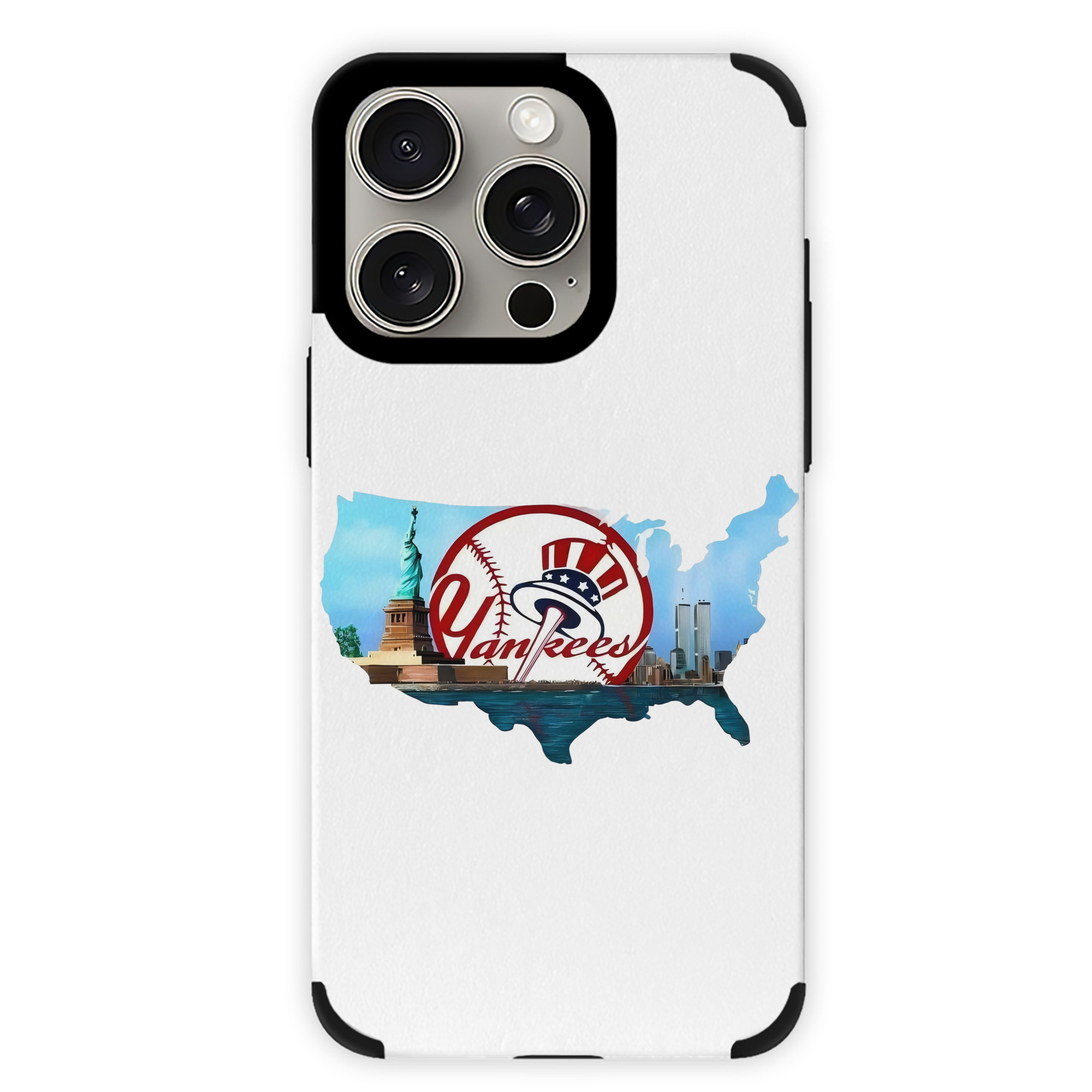 New York Yankees Whole USA IPhone 15 Pro Max PU Leather Case – Soft Lining, 360° Protection – Precise Fit, 3D Buttons, Easy Charging – Anti-Yellowing, Easy To Clean