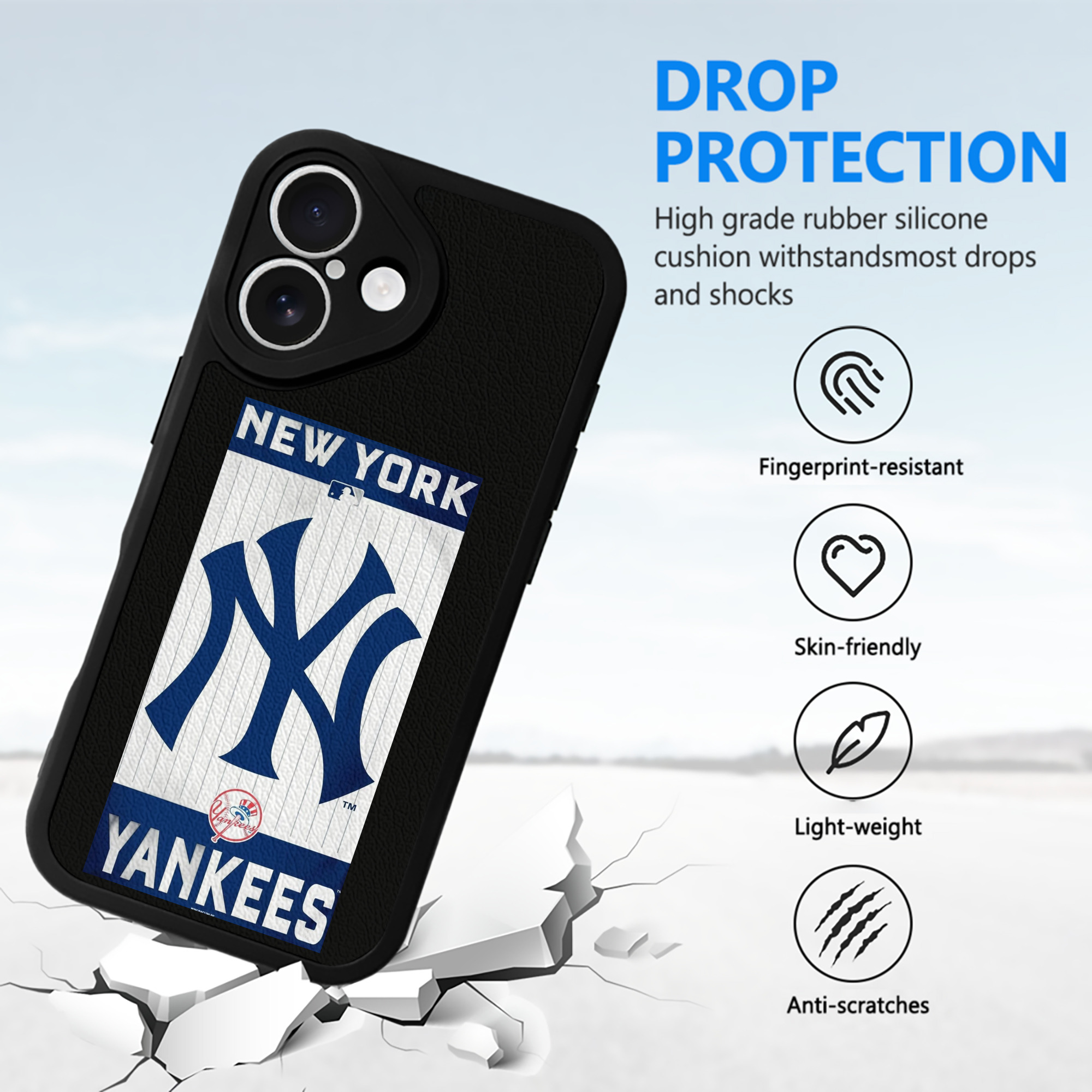 New York Yankees 23 IPhone 16 Silicone Leather Case – UV Print, Lambskin Texture – Perfect Fit, Wireless Charging Compatible, Scratch Resistant, Precise Cutouts – Stylish Protection For IPhone 16