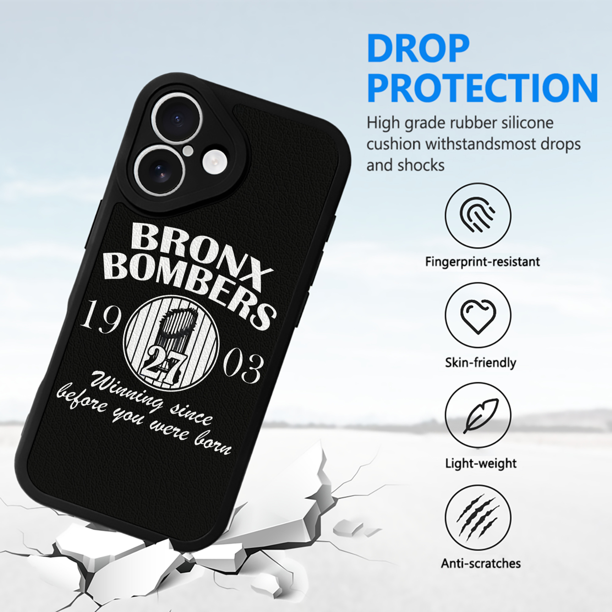 New York Yankees 33 IPhone 16 Silicone Leather Case – UV Print, Lambskin Texture – Perfect Fit, Wireless Charging Compatible, Scratch Resistant, Precise Cutouts – Stylish Protection For IPhone 16