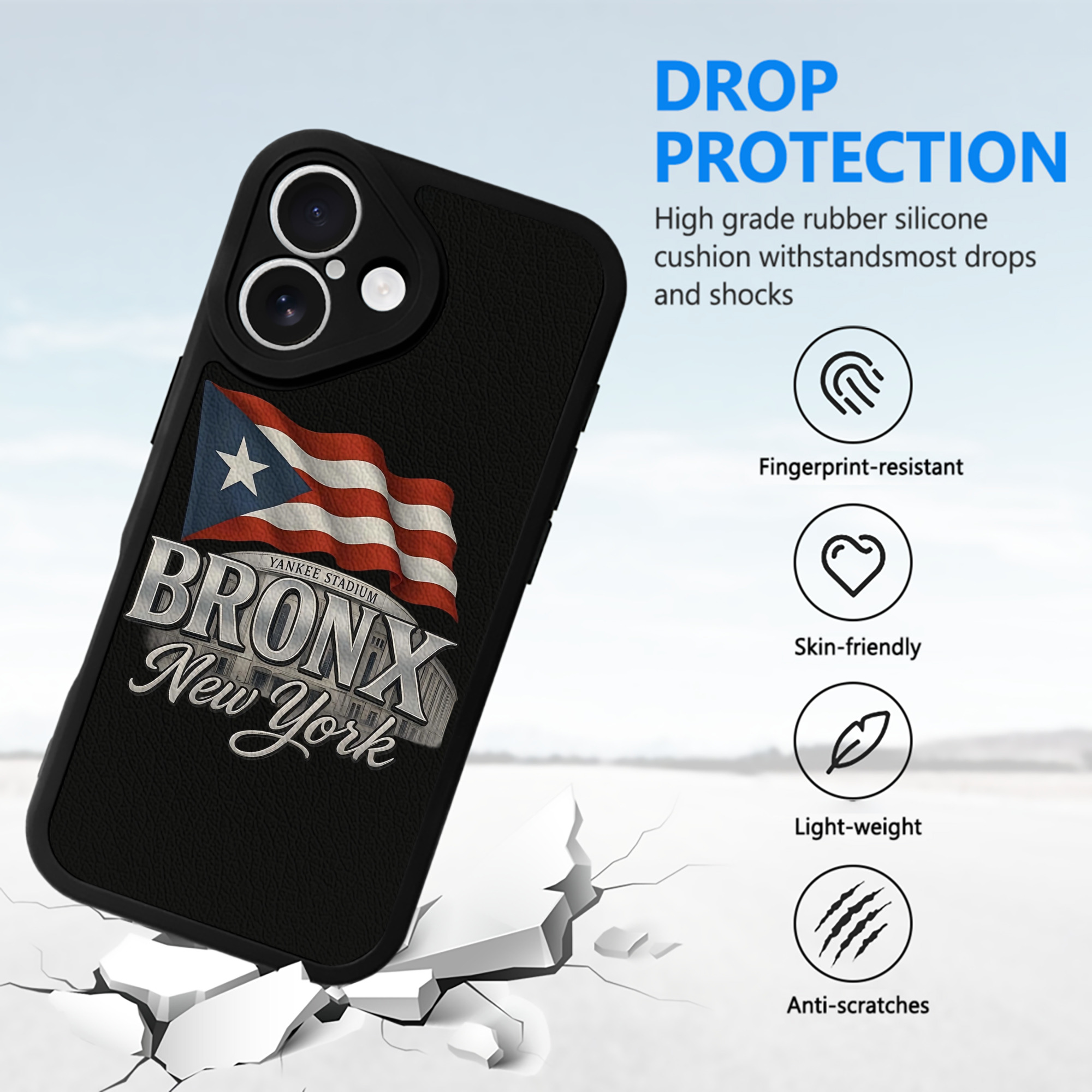 New York Yankees BRONX Yankees Stadium IPhone 16 Silicone Leather Case – UV Print, Lambskin Texture – Perfect Fit, Wireless Charging Compatible, Scratch Resistant, Precise Cutouts – Stylish Protection For IPhone 16