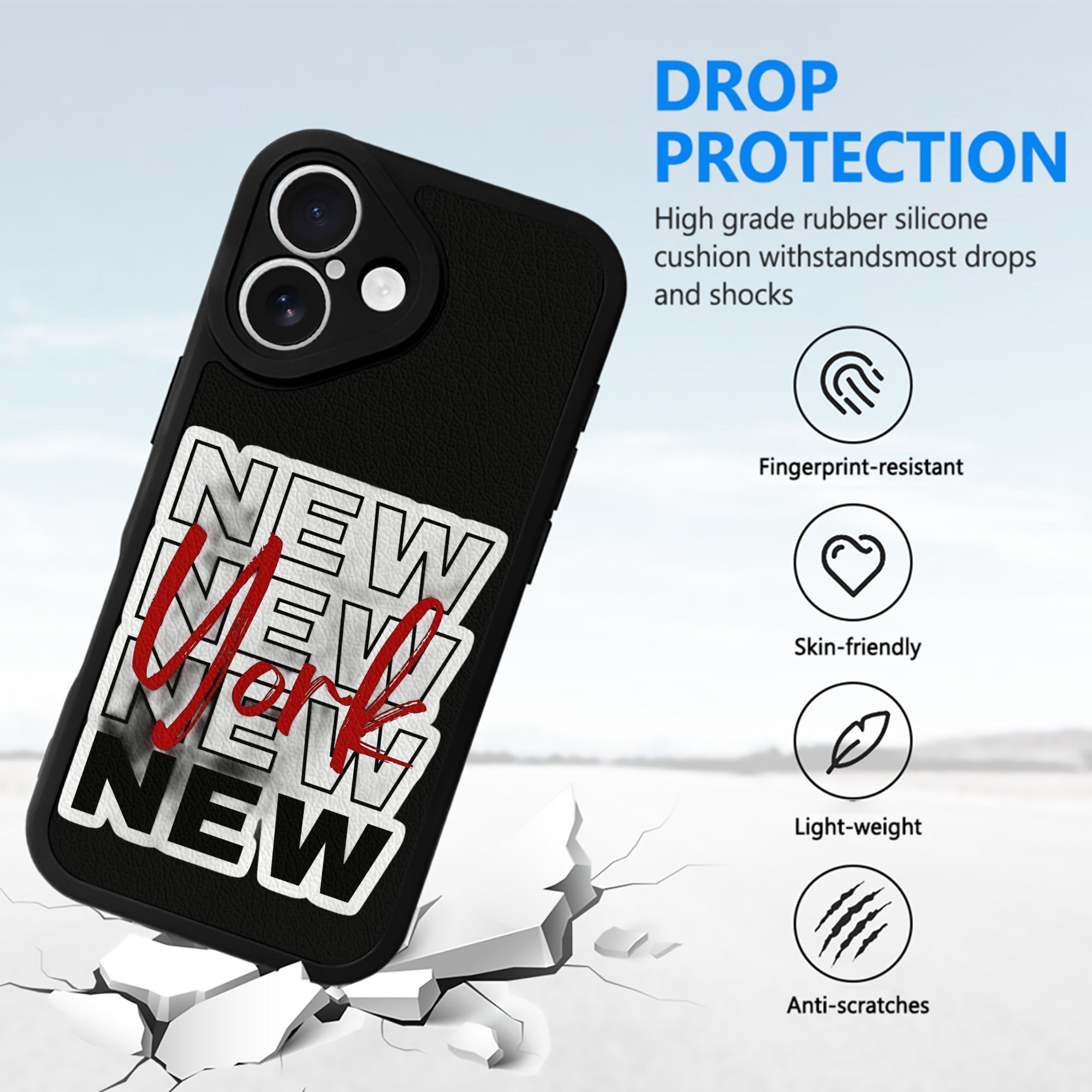 New York Yankees New York Logo IPhone 16 Silicone Leather Case – UV Print, Lambskin Texture – Perfect Fit, Wireless Charging Compatible, Scratch Resistant, Precise Cutouts – Stylish Protection For IPhone 16