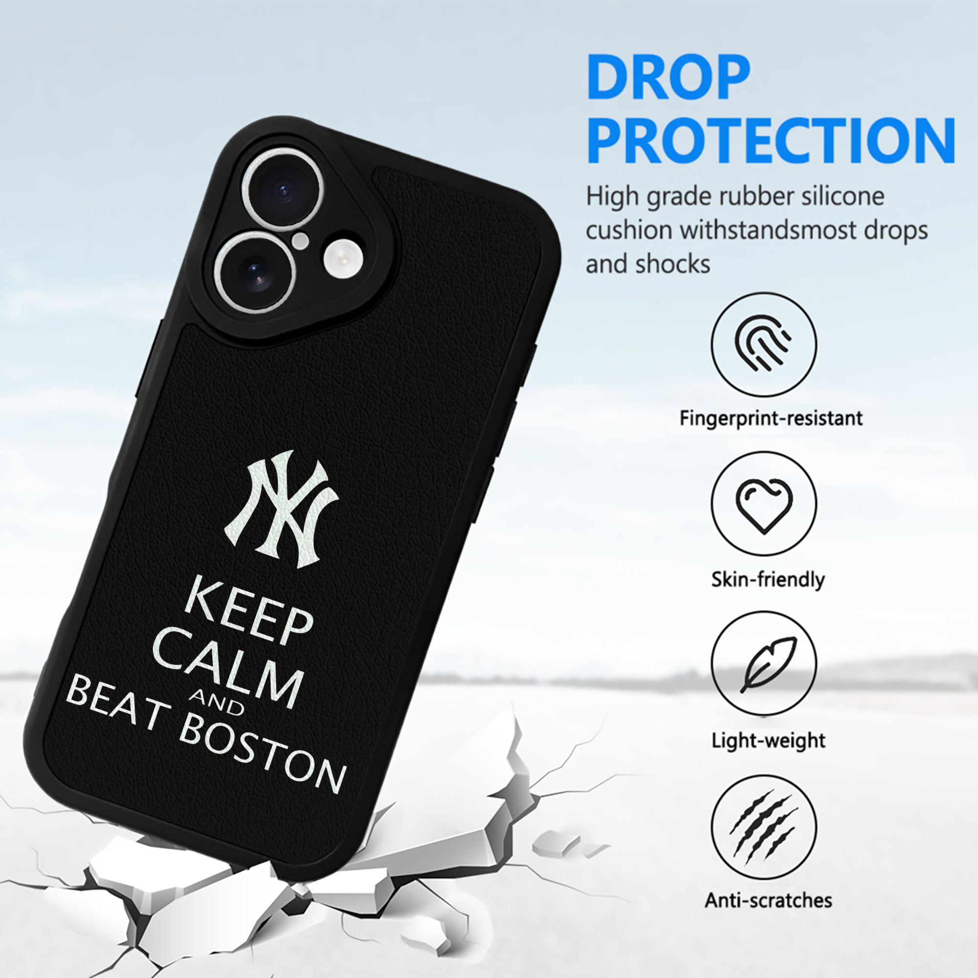 New York Yankees 26 IPhone 16 Silicone Leather Case – UV Print, Lambskin Texture – Perfect Fit, Wireless Charging Compatible, Scratch Resistant, Precise Cutouts – Stylish Protection For IPhone 16