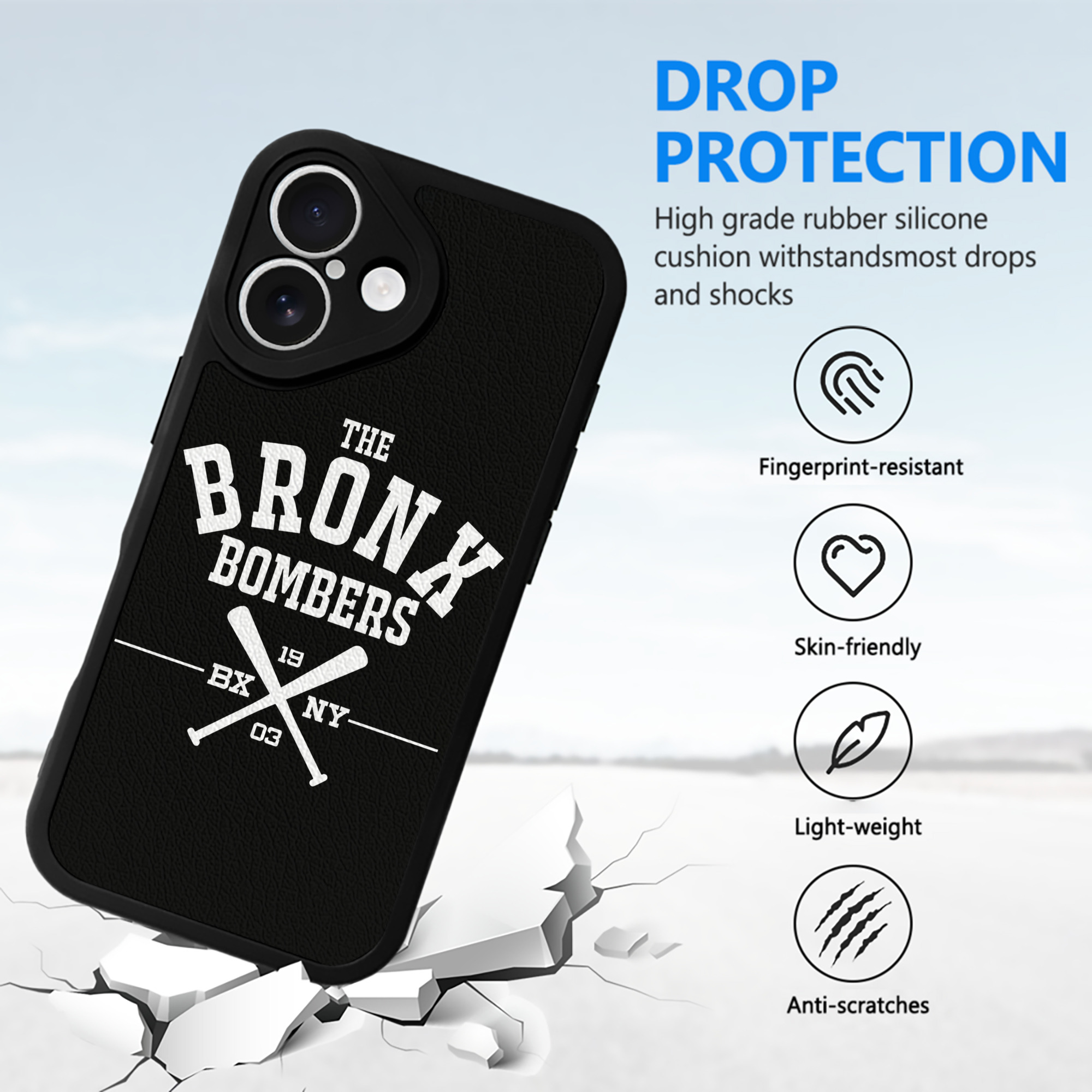 New York Yankees 45 IPhone 16 Silicone Leather Case – UV Print, Lambskin Texture – Perfect Fit, Wireless Charging Compatible, Scratch Resistant, Precise Cutouts – Stylish Protection For IPhone 16