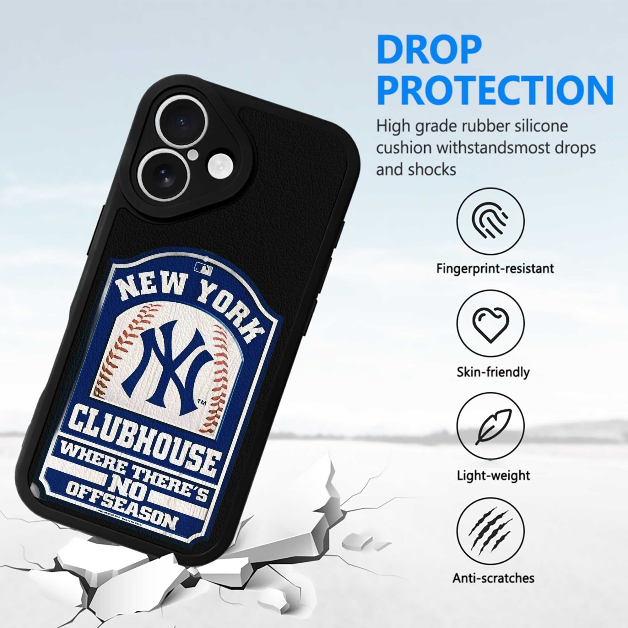 New York Yankees Club House IPhone 16 Silicone Leather Case – UV Print, Lambskin Texture – Perfect Fit, Wireless Charging Compatible, Scratch Resistant, Precise Cutouts – Stylish Protection For IPhone 16