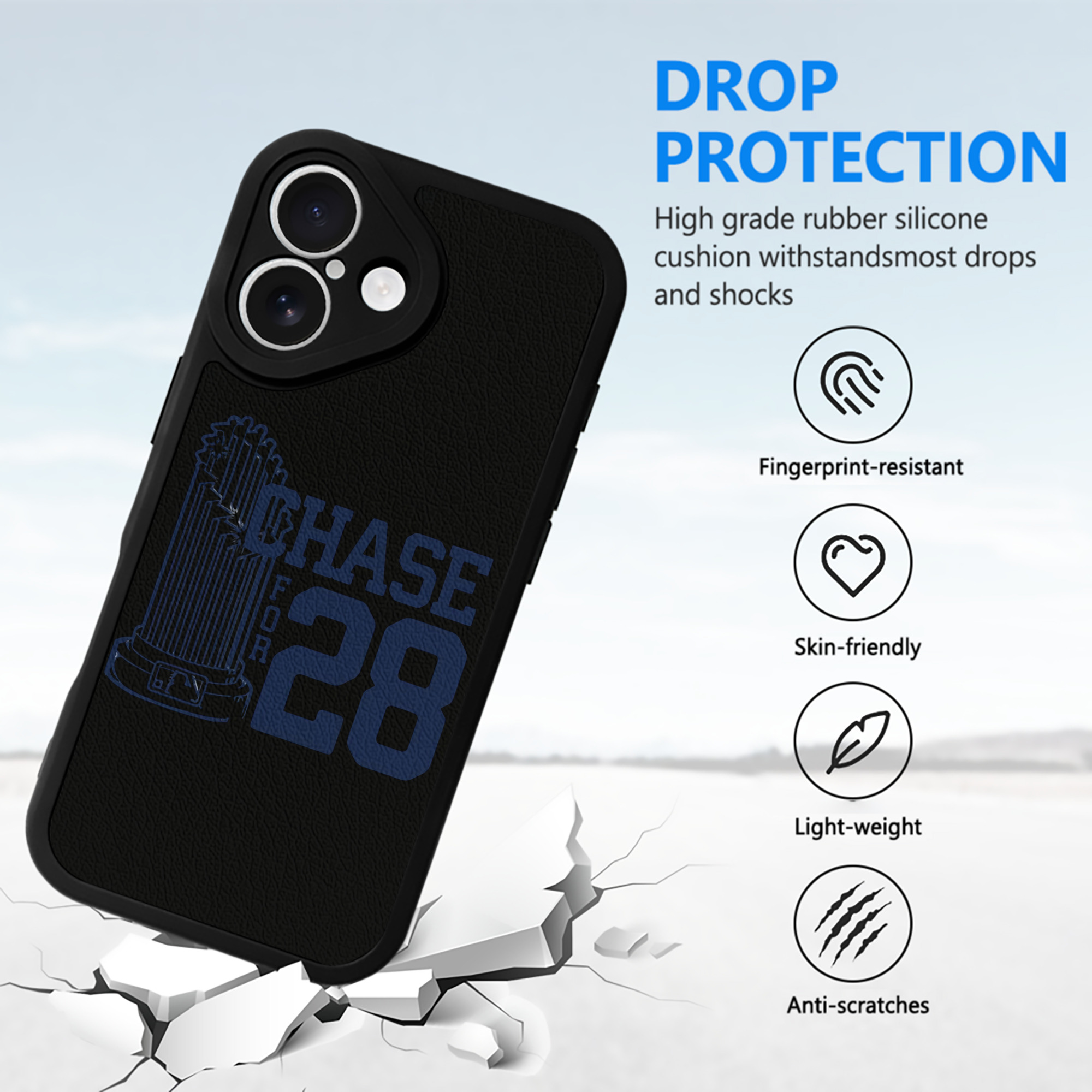 New York Yankees Chase For 28 IPhone 16 Silicone Leather Case – UV Print, Lambskin Texture – Perfect Fit, Wireless Charging Compatible, Scratch Resistant, Precise Cutouts – Stylish Protection For IPhone 16