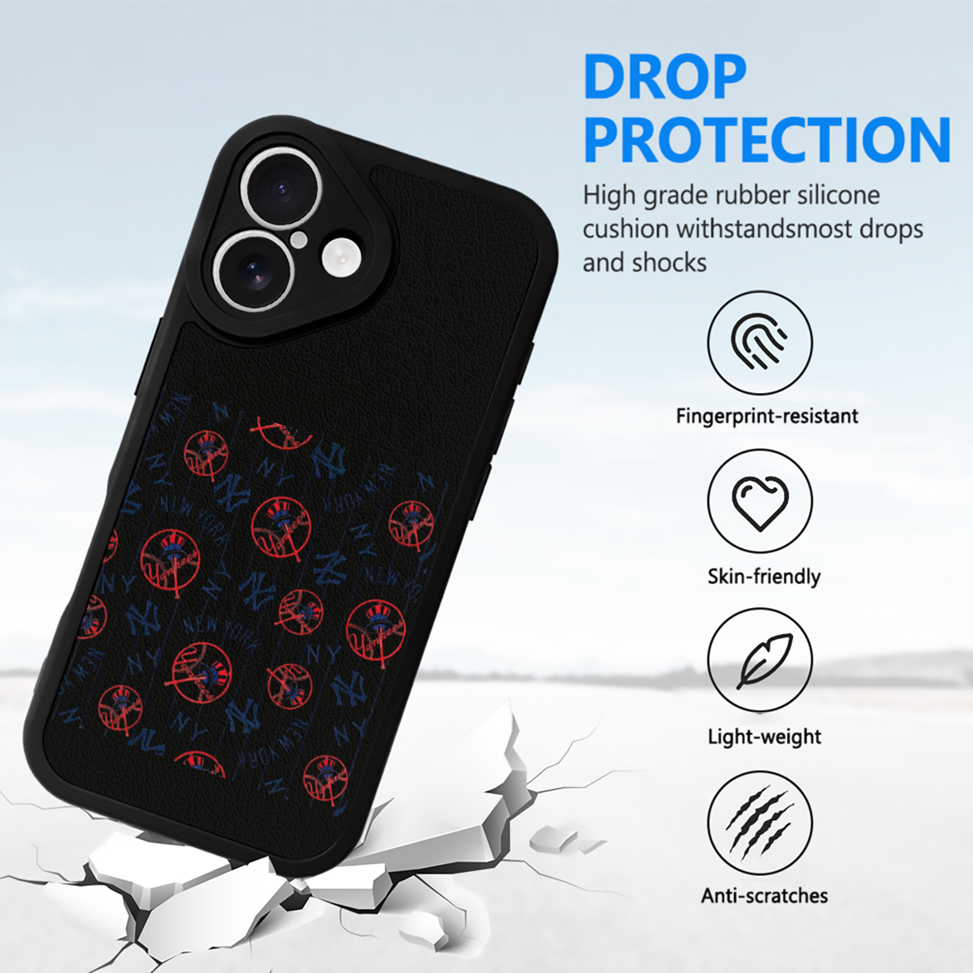 New York Yankees 78 IPhone 16 Silicone Leather Case – UV Print, Lambskin Texture – Perfect Fit, Wireless Charging Compatible, Scratch Resistant, Precise Cutouts – Stylish Protection For IPhone 16