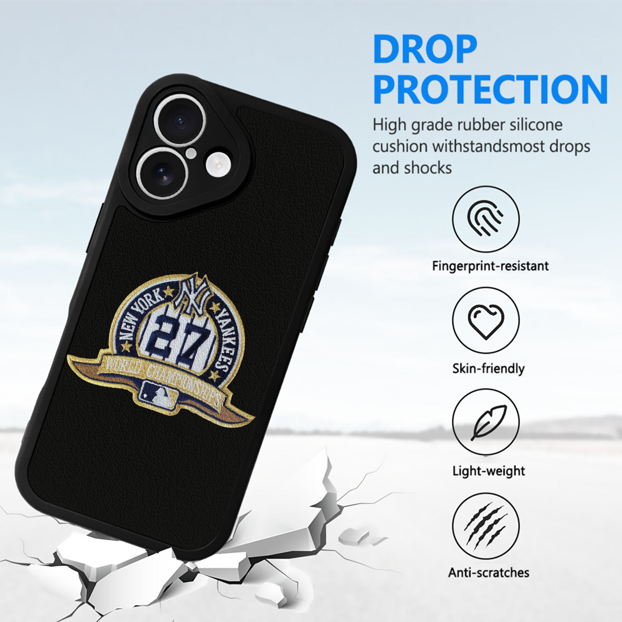 New York Yankees 271 IPhone 16 Silicone Leather Case – UV Print, Lambskin Texture – Perfect Fit, Wireless Charging Compatible, Scratch Resistant, Precise Cutouts – Stylish Protection For IPhone 16