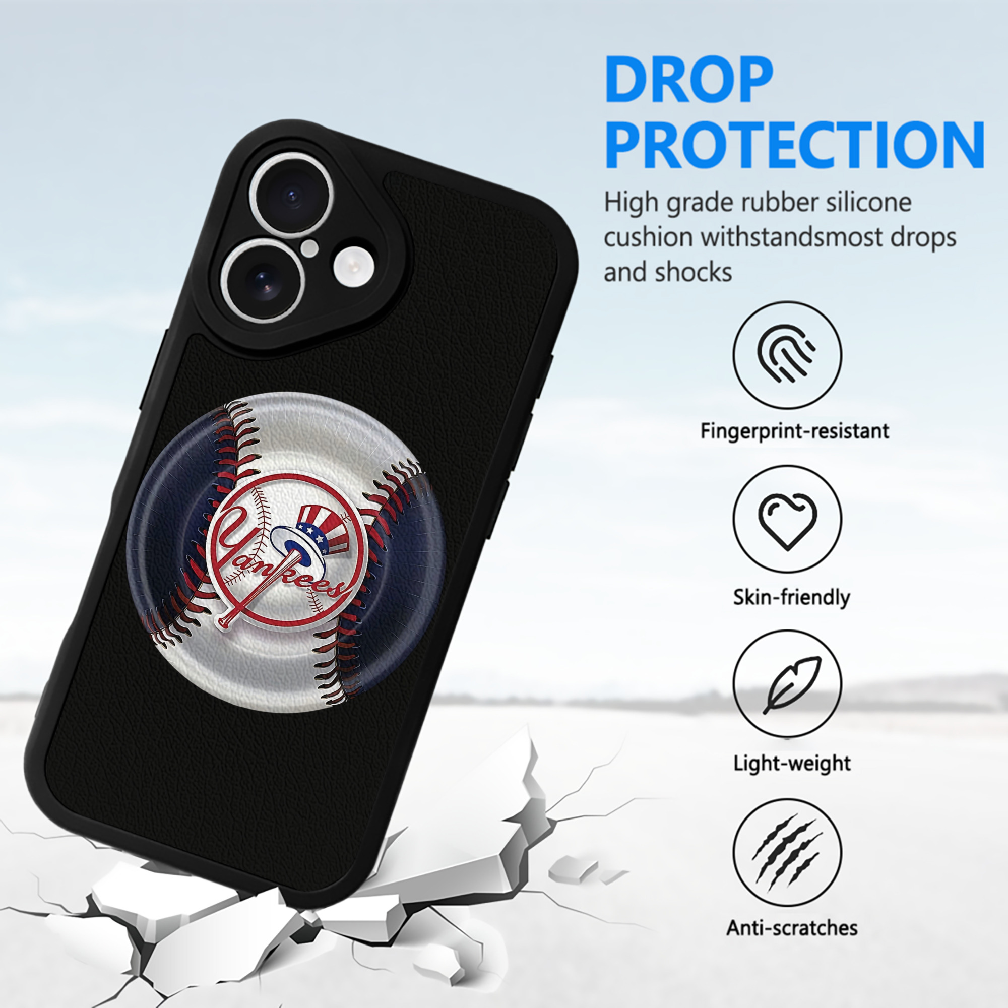 New York Yankees 81 IPhone 16 Silicone Leather Case – UV Print, Lambskin Texture – Perfect Fit, Wireless Charging Compatible, Scratch Resistant, Precise Cutouts – Stylish Protection For IPhone 16