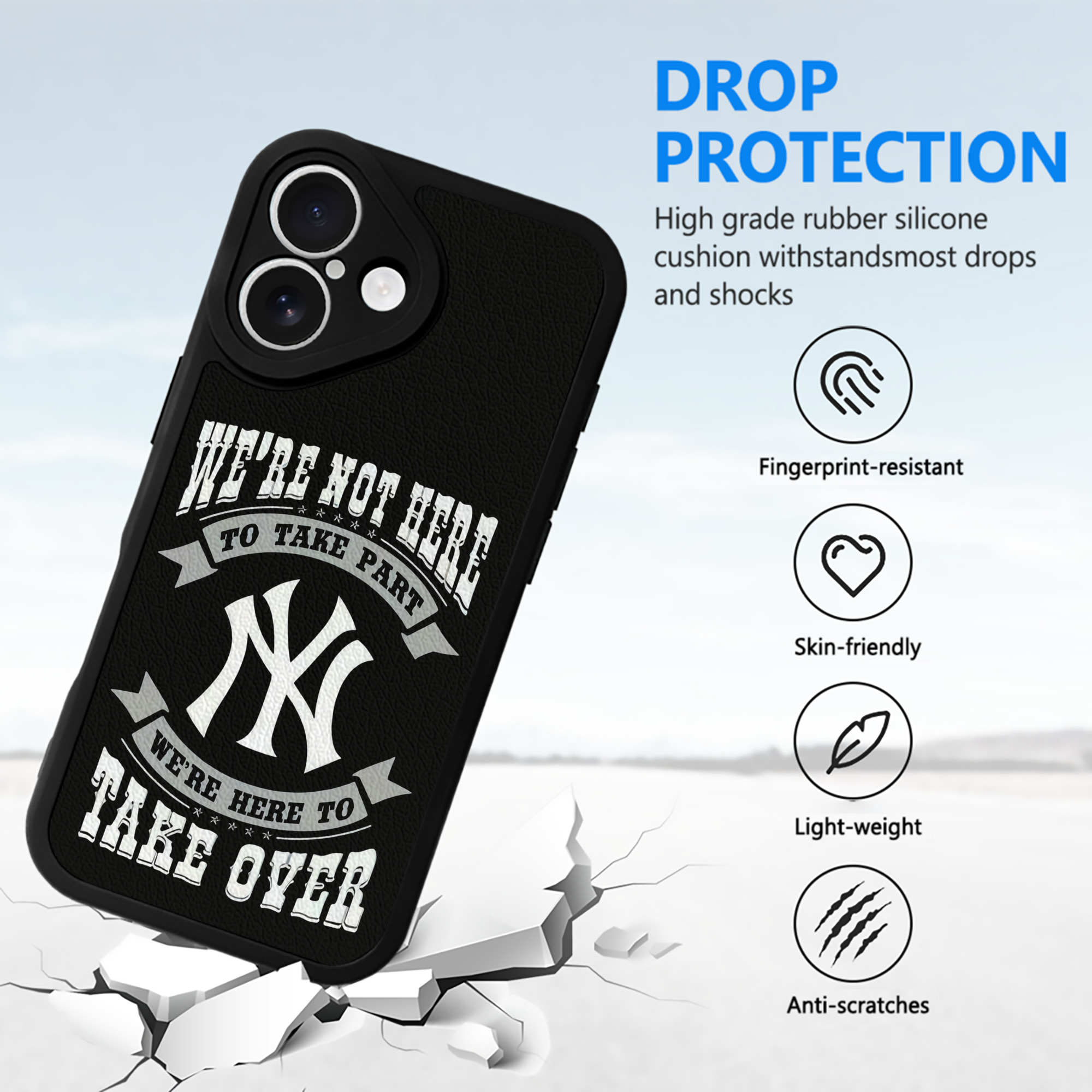 New York Yankees 276 IPhone 16 Silicone Leather Case – UV Print, Lambskin Texture – Perfect Fit, Wireless Charging Compatible, Scratch Resistant, Precise Cutouts – Stylish Protection For IPhone 16