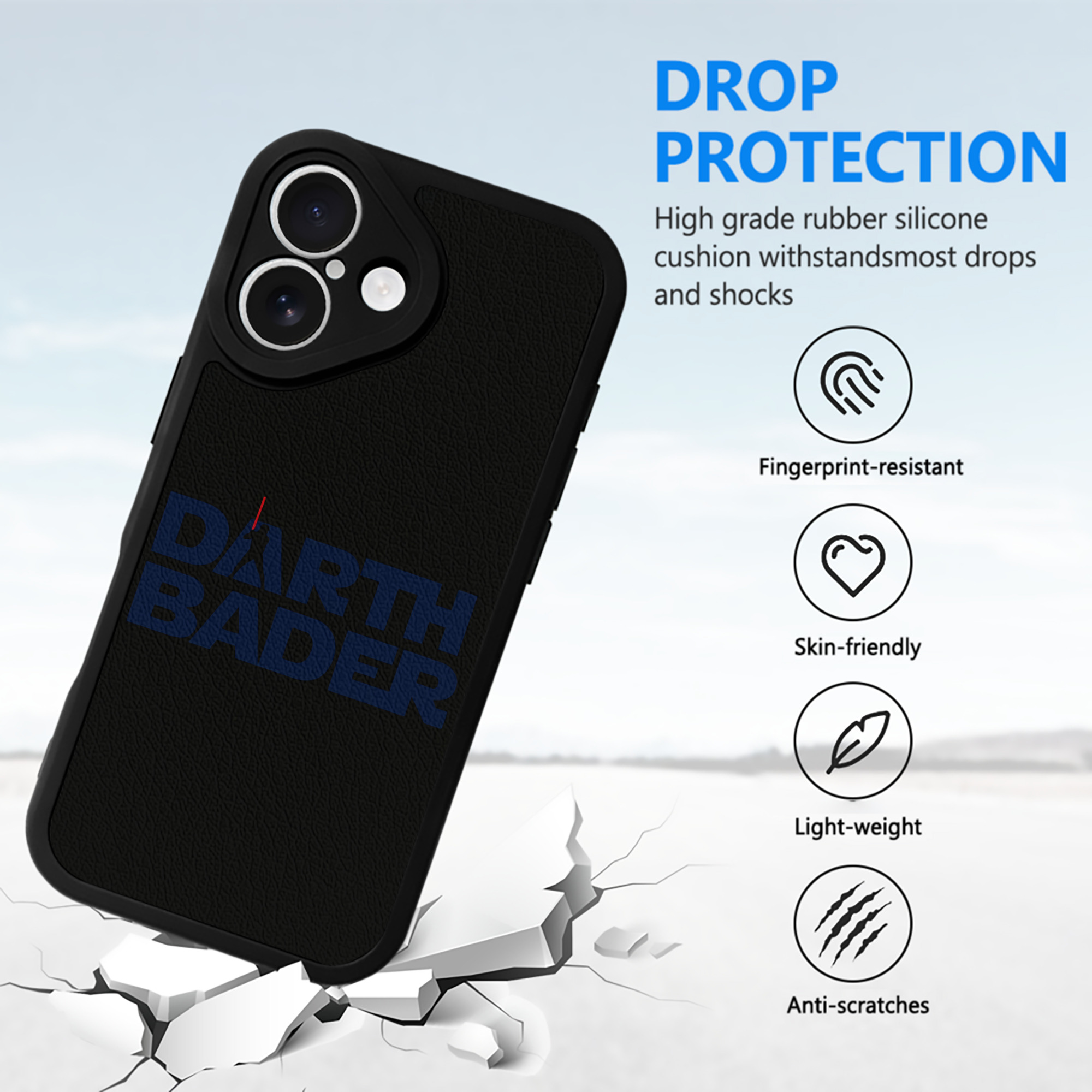 New York Yankees Harrison Bader Darth Bader IPhone 16 Silicone Leather Case – UV Print, Lambskin Texture – Perfect Fit, Wireless Charging Compatible, Scratch Resistant, Precise Cutouts – Stylish Protection For IPhone 16