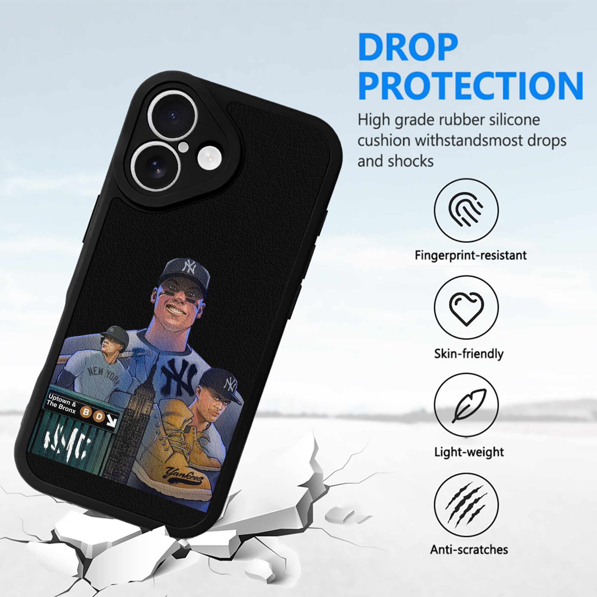 New York Yankees 273 IPhone 16 Silicone Leather Case – UV Print, Lambskin Texture – Perfect Fit, Wireless Charging Compatible, Scratch Resistant, Precise Cutouts – Stylish Protection For IPhone 16