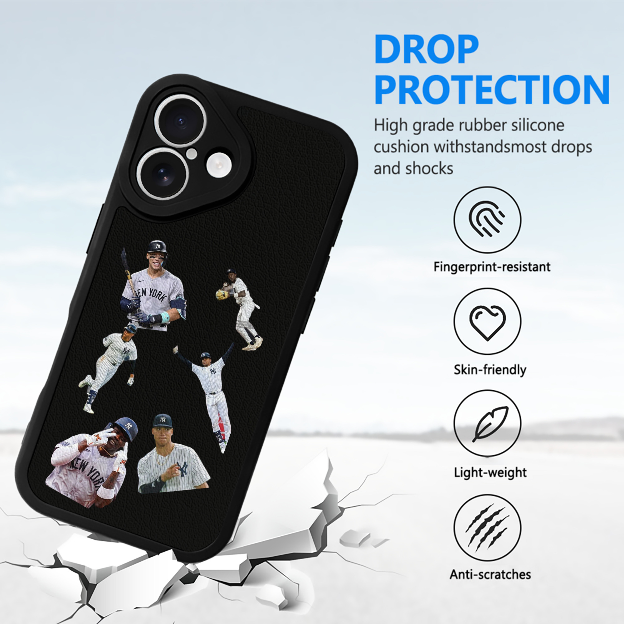 New York Yankees 284 IPhone 16 Silicone Leather Case – UV Print, Lambskin Texture – Perfect Fit, Wireless Charging Compatible, Scratch Resistant, Precise Cutouts – Stylish Protection For IPhone 16