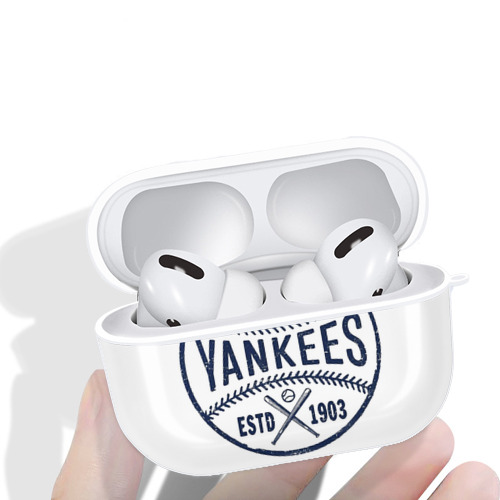 New York Yankees Estd 1903 AirPods Pro Hard Case White With Keychain, Durable Flexible PC, Precise Cutouts, Anti-Fingerprint, Yellowing & Scratch Resistant, Full Protection, Washable