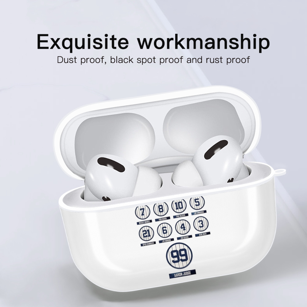 New York Yankees To Win League MVP AirPods Pro Hard Case White With Keychain, Durable Flexible PC, Precise Cutouts, Anti-Fingerprint, Yellowing & Scratch Resistant, Full Protection, Washable