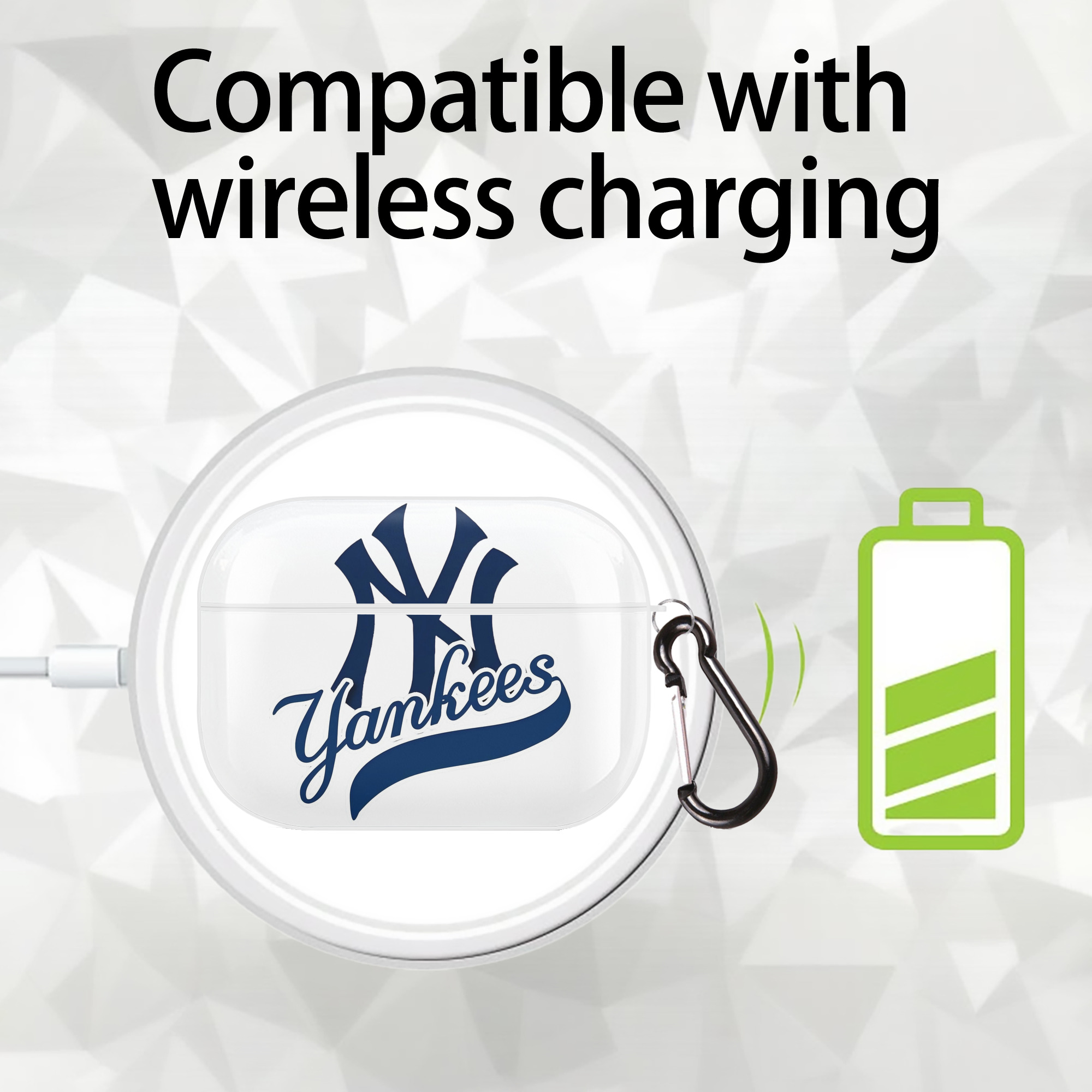 New York Yankees Blue Logo AirPods Pro Hard Case White With Keychain, Durable Flexible PC, Precise Cutouts, Anti-Fingerprint, Yellowing & Scratch Resistant, Full Protection, Washable