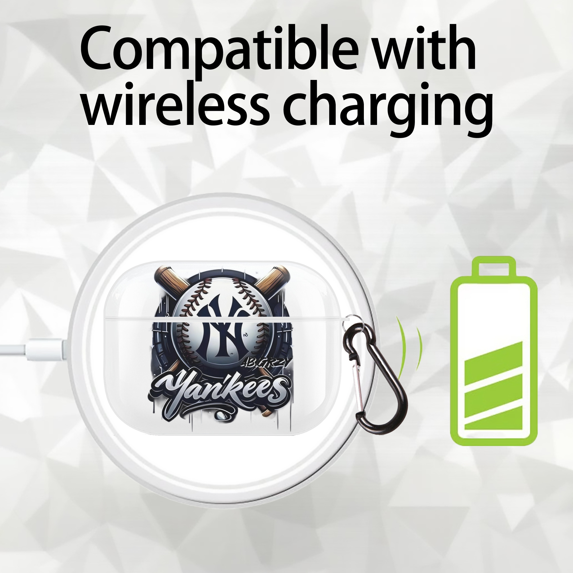 New York Yankees Baseball AirPods Pro Hard Case White With Keychain, Durable Flexible PC, Precise Cutouts, Anti-Fingerprint, Yellowing & Scratch Resistant, Full Protection, Washable