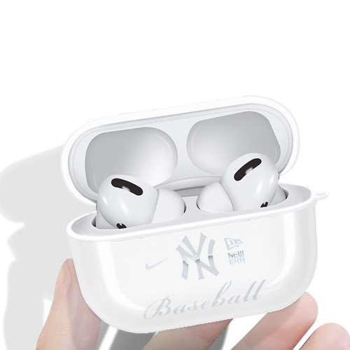 New York Yankees BaseBall AirPods Pro Hard Case White With Keychain, Durable Flexible PC, Precise Cutouts, Anti-Fingerprint, Yellowing & Scratch Resistant, Full Protection, Washable