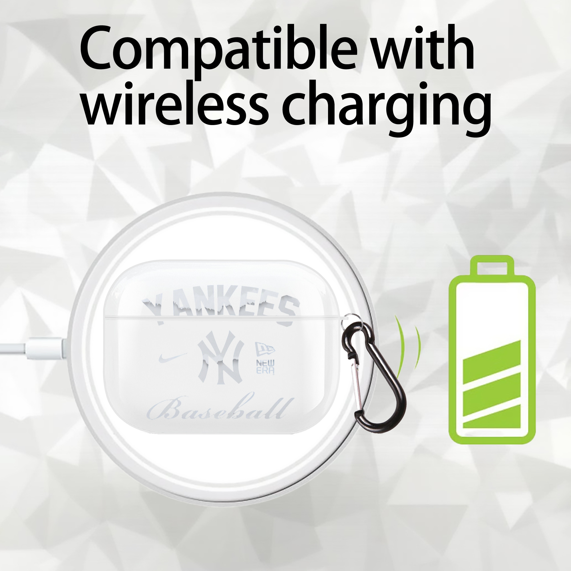 New York Yankees BaseBall AirPods Pro Hard Case White With Keychain, Durable Flexible PC, Precise Cutouts, Anti-Fingerprint, Yellowing & Scratch Resistant, Full Protection, Washable