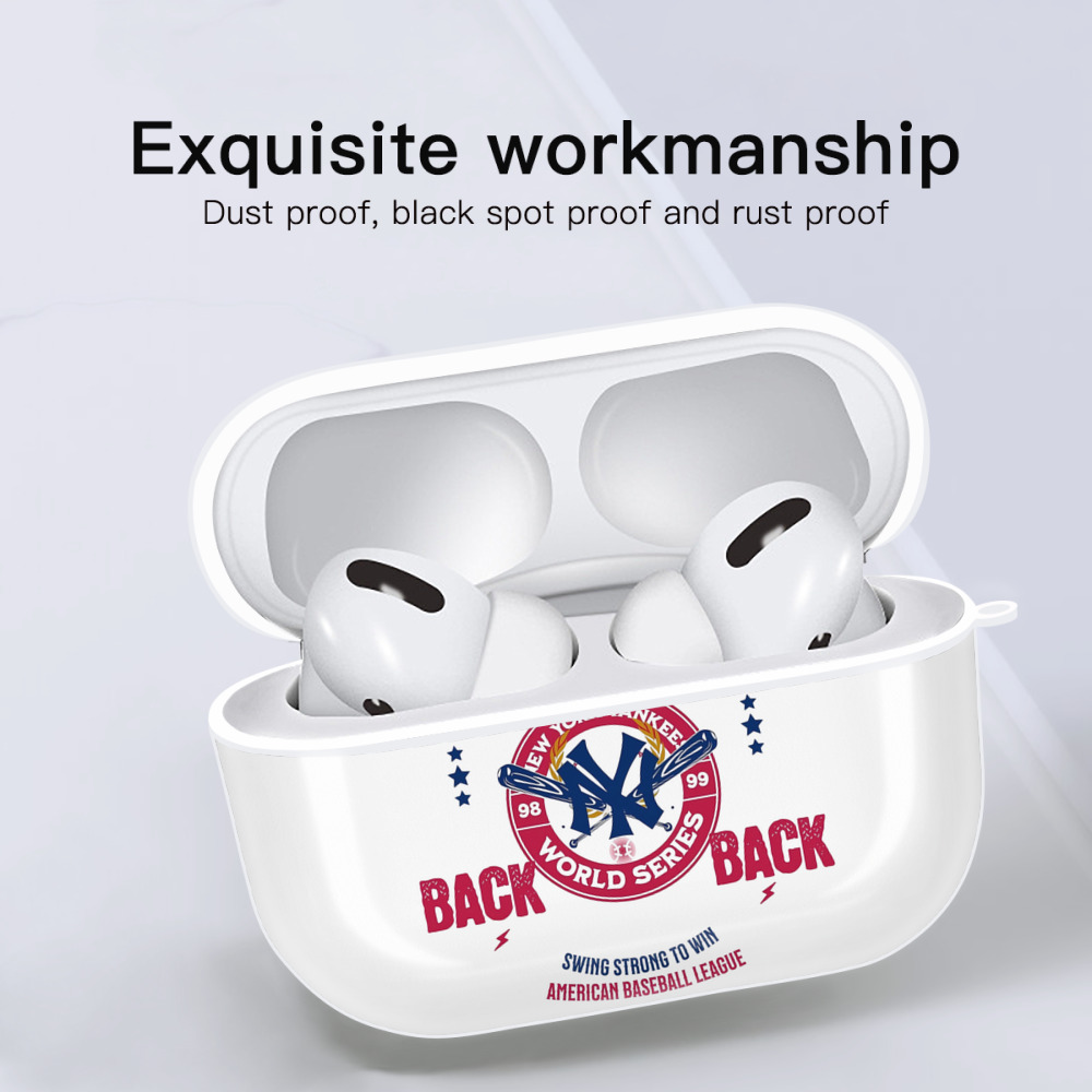 New York Yankees WS Back 2 Back 98-99 AirPods Pro Hard Case White With Keychain, Durable Flexible PC, Precise Cutouts, Anti-Fingerprint, Yellowing & Scratch Resistant, Full Protection, Washable