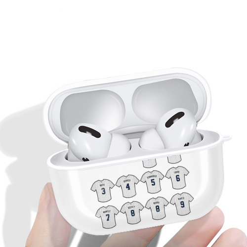 New York Yankees 61 AirPods Pro Hard Case White With Keychain, Durable Flexible PC, Precise Cutouts, Anti-Fingerprint, Yellowing & Scratch Resistant, Full Protection, Washable