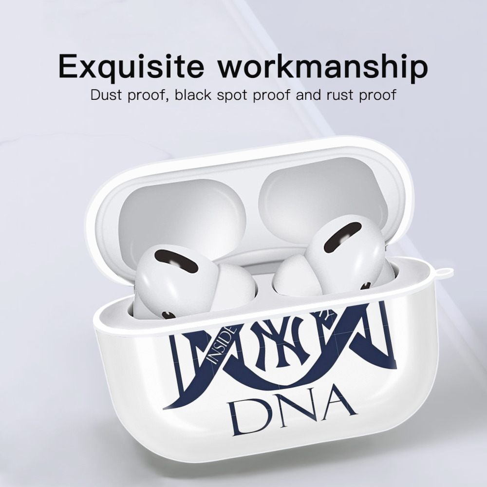 New York Yankees Loyalty DNA AirPods Pro Hard Case White With Keychain, Durable Flexible PC, Precise Cutouts, Anti-Fingerprint, Yellowing & Scratch Resistant, Full Protection, Washable