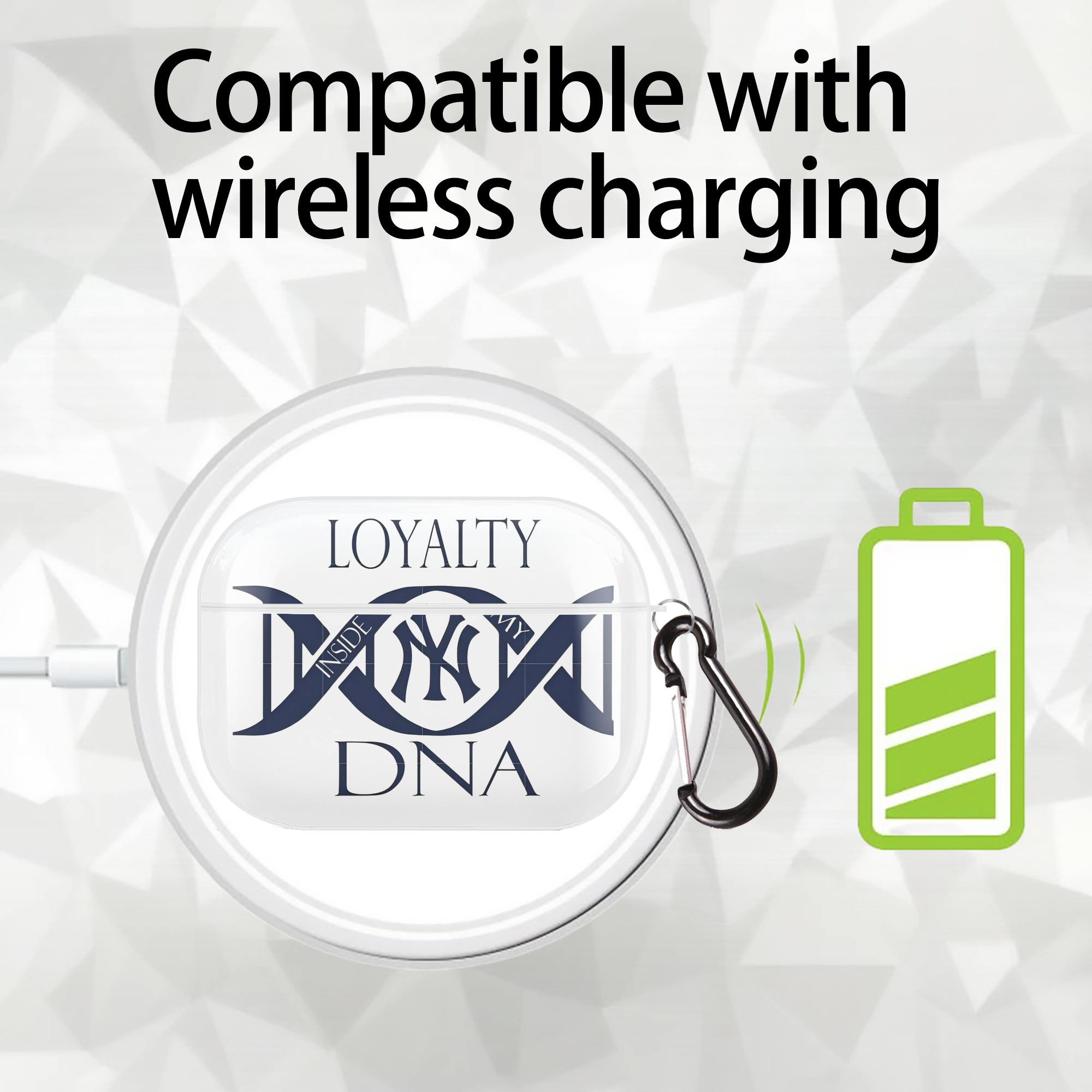 New York Yankees Loyalty DNA AirPods Pro Hard Case White With Keychain, Durable Flexible PC, Precise Cutouts, Anti-Fingerprint, Yellowing & Scratch Resistant, Full Protection, Washable