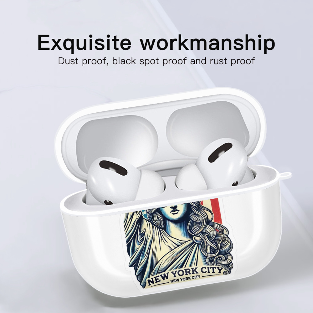 New York Yankees Liberty AirPods Pro Hard Case White With Keychain, Durable Flexible PC, Precise Cutouts, Anti-Fingerprint, Yellowing & Scratch Resistant, Full Protection, Washable
